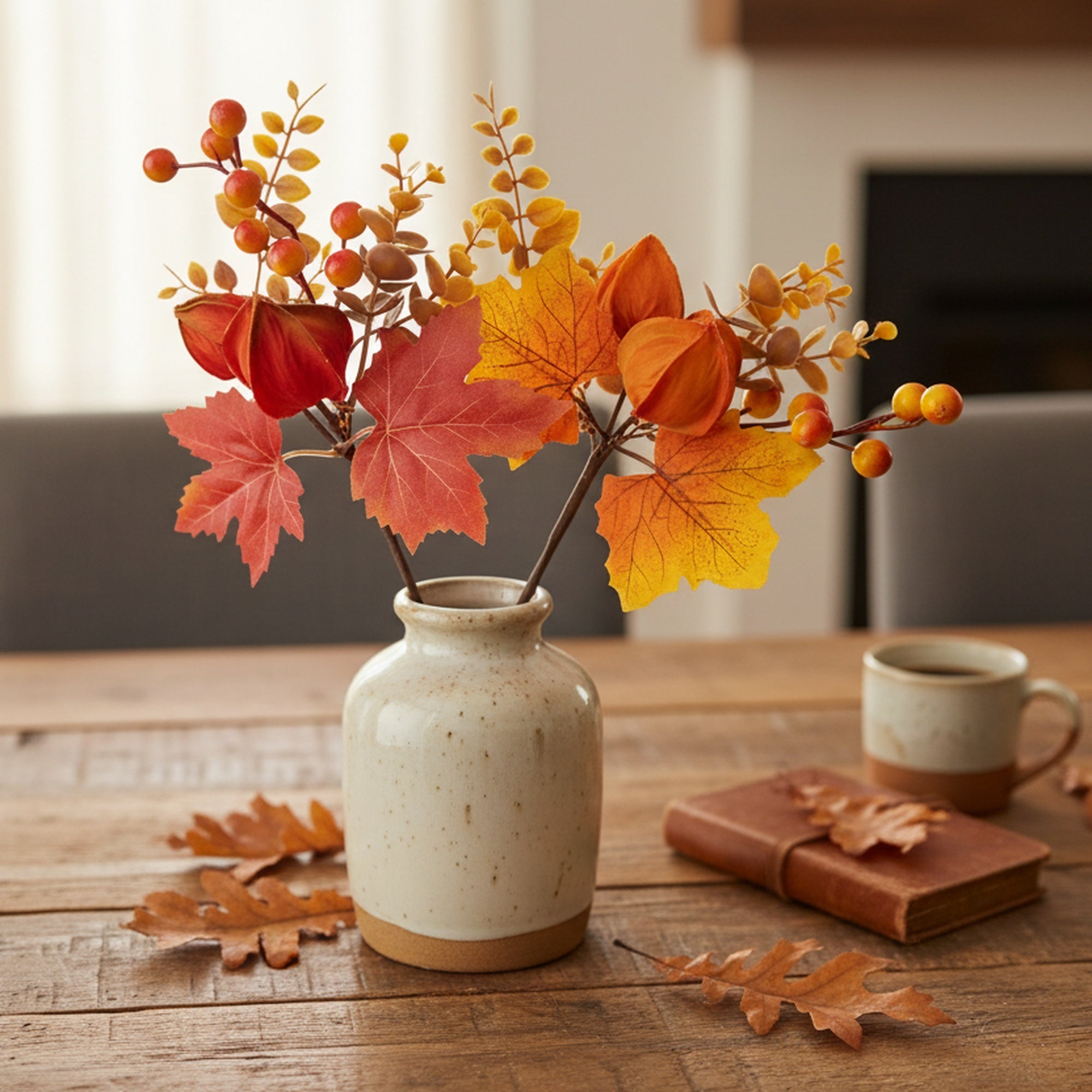 Harvest Chinese Lantern and Berries Pick Assorted, Fall Harvest, Lantern, Holiday Decor- Set of 6