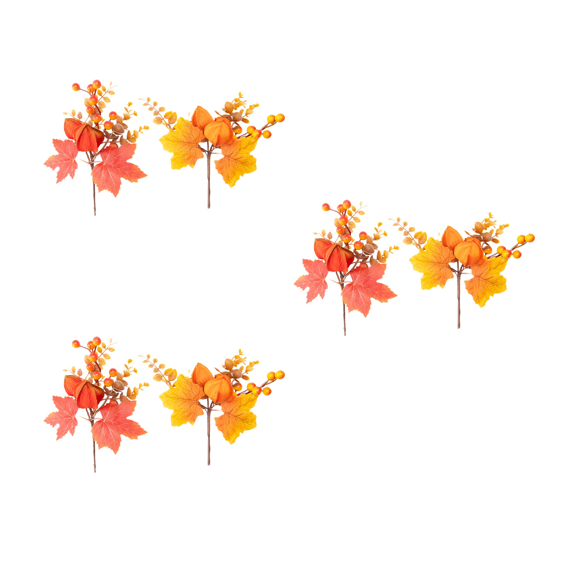 Harvest Chinese Lantern and Berries Pick Assorted, Fall Harvest, Lantern, Holiday Decor- Set of 6