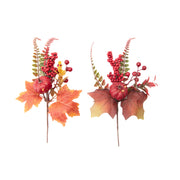 Pumpkin and Autumn Foliage Pick Assorted, Fall Harvest, Floral Pick, Holiday Decor- Set of 6