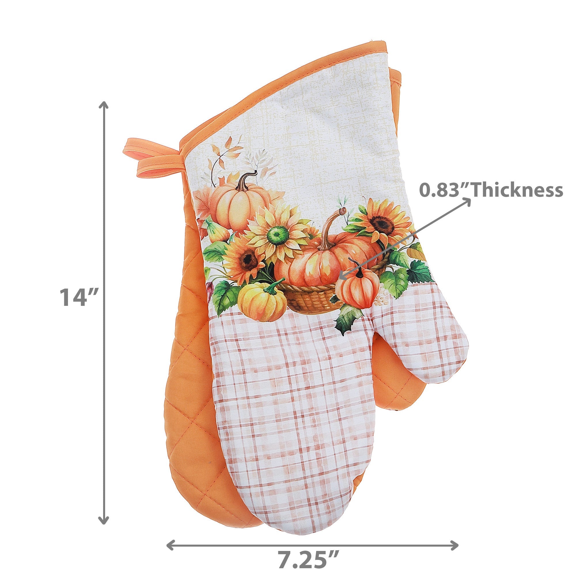 14" Oven Mitts Set of 2 Pumpkin – Fall Kitchen Accessory, Halloween Cooking, Autumn Oven Gloves