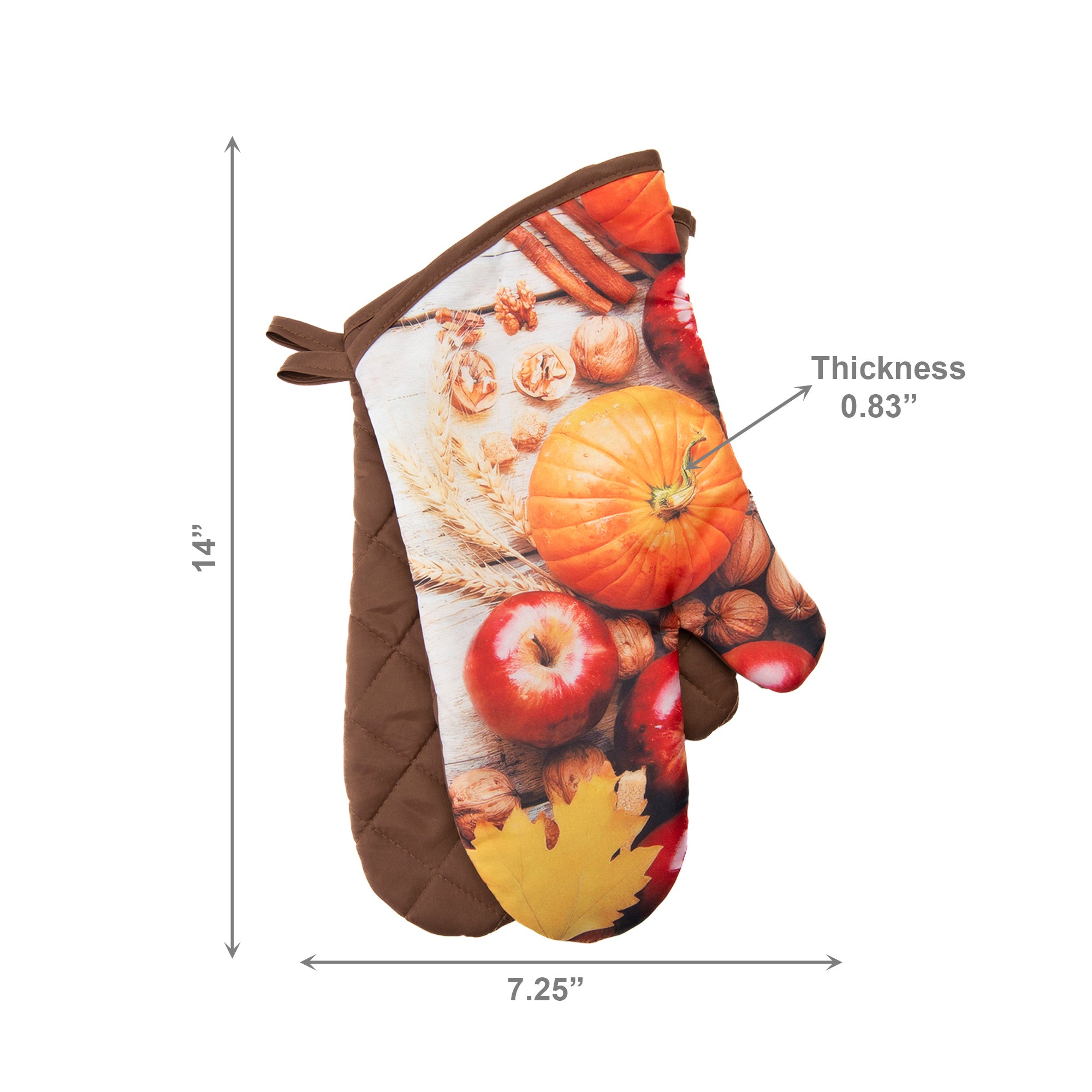 14" Oven Mitts 2 Piece Pumpkin Apple, Fall Harvest, Holiday Decor- Set of 2