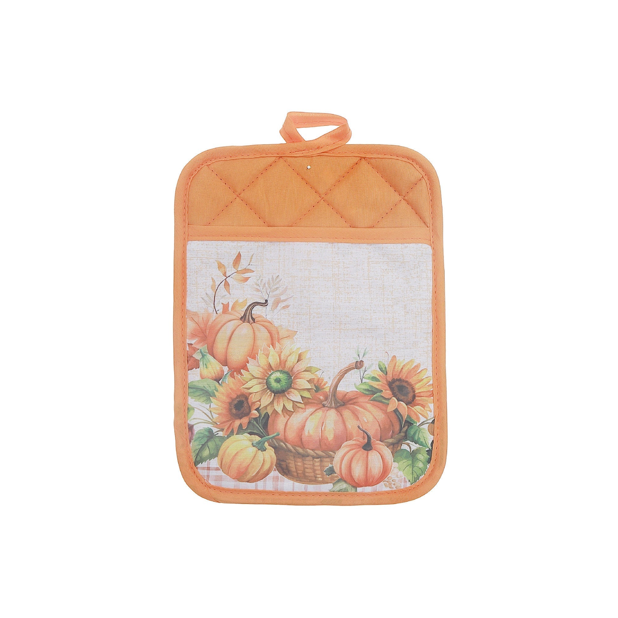 Pot Holder with Pocket Set of 6 Pumpkin – Fall Kitchen Linen, Halloween Cooking Accessory, Autumn Hot Pad
