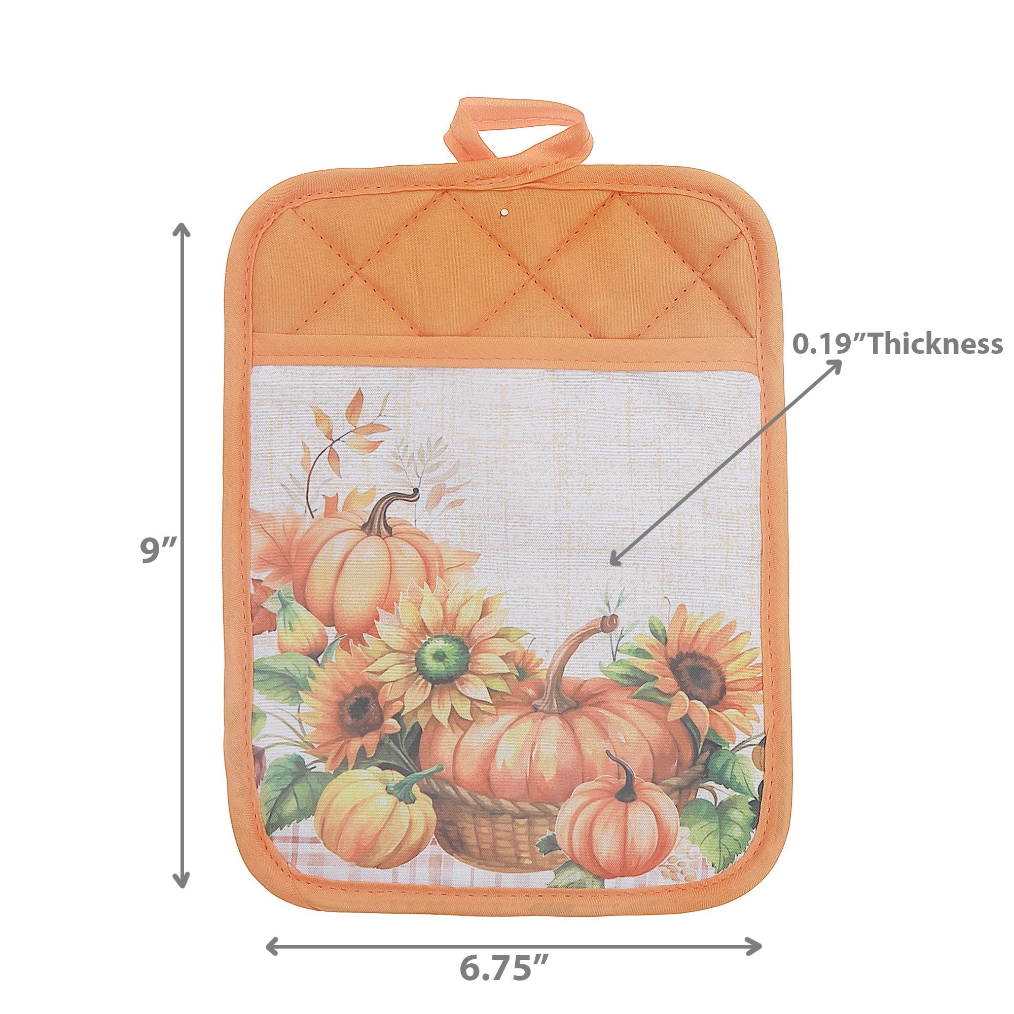 Pot Holder with Pocket Set of 6 Pumpkin – Fall Kitchen Linen, Halloween Cooking Accessory, Autumn Hot Pad