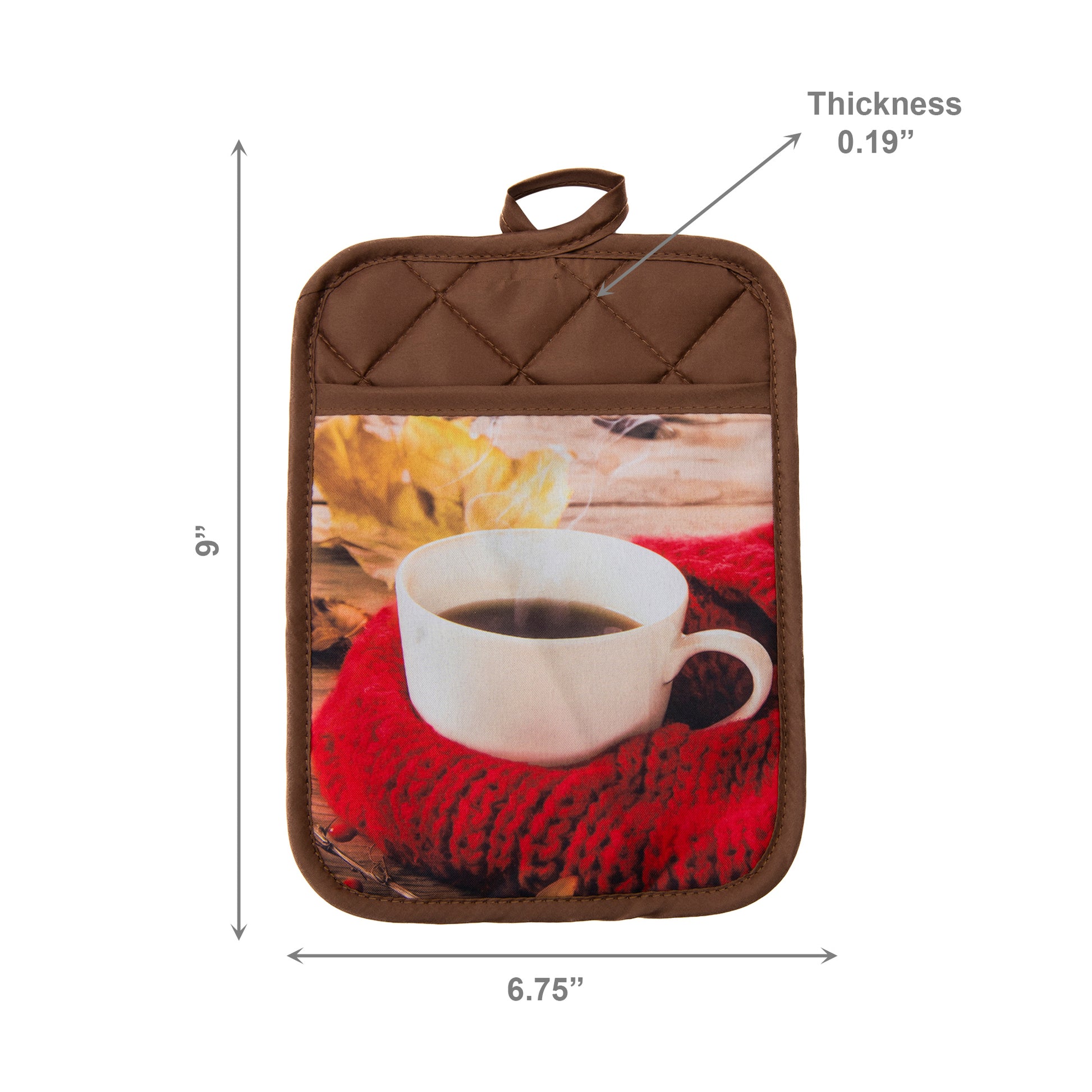 Pot Holder with Pocket Cozy Coffee, Pot Holder, Holiday Decor- Set of 6