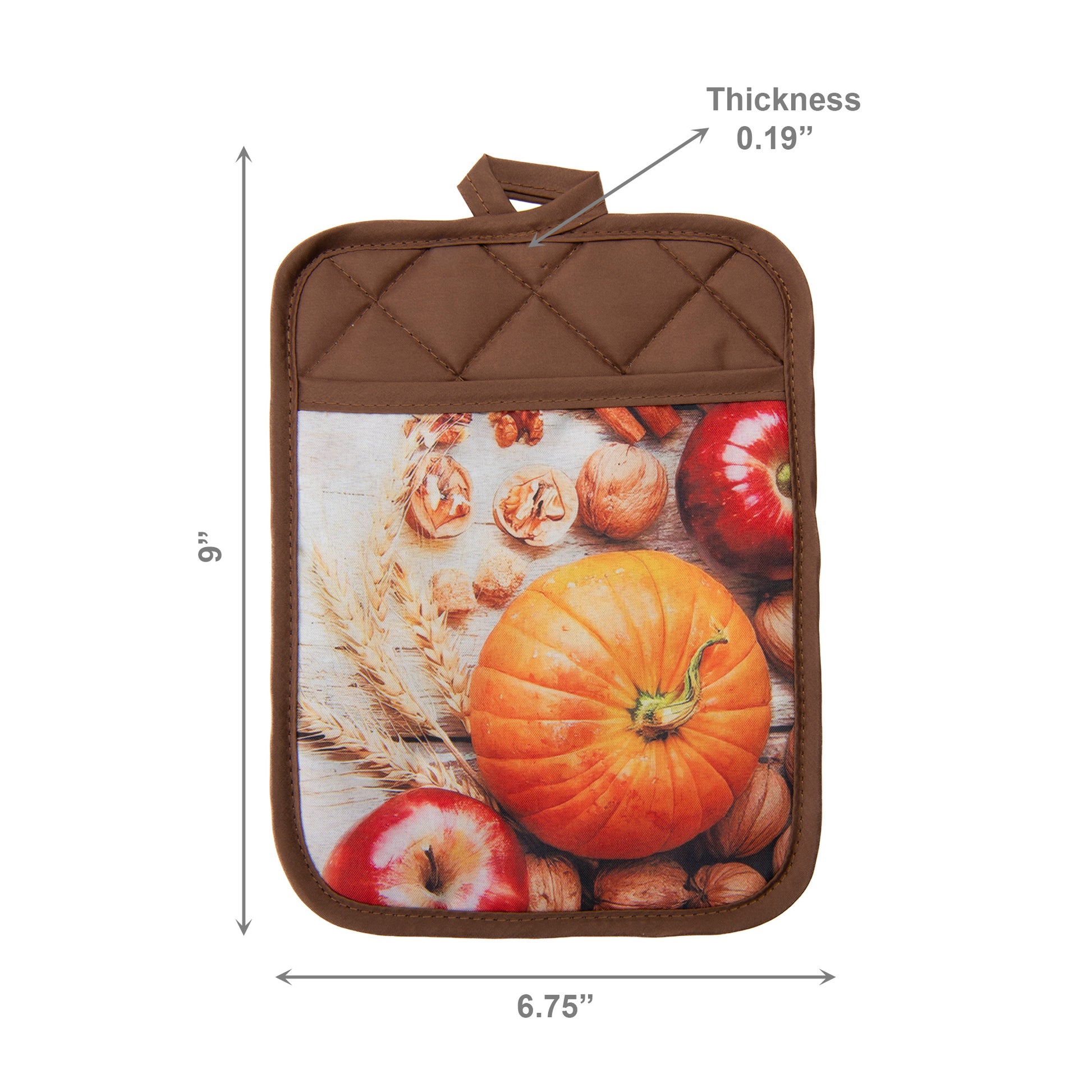 Pot Holder with Pocket Pumpkin Apple, Fall Harvest, Pot Holder, Holiday Decor- Set of 6