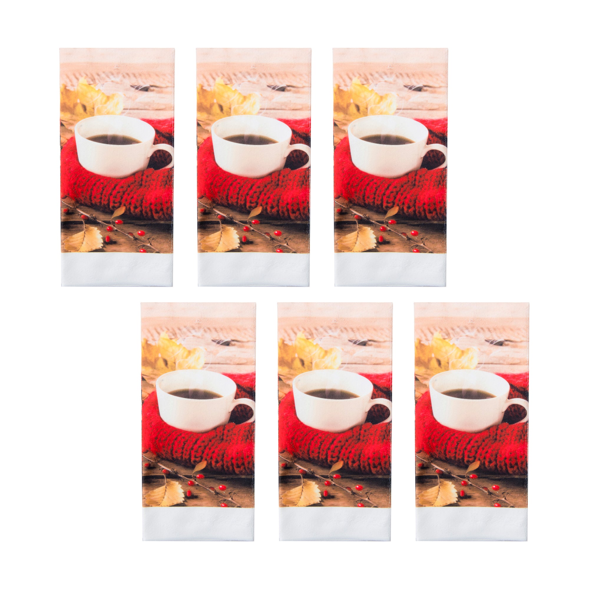 Hand Towel Cozy Coffee, Kitchen Towel, Holiday Decor- Set of 6