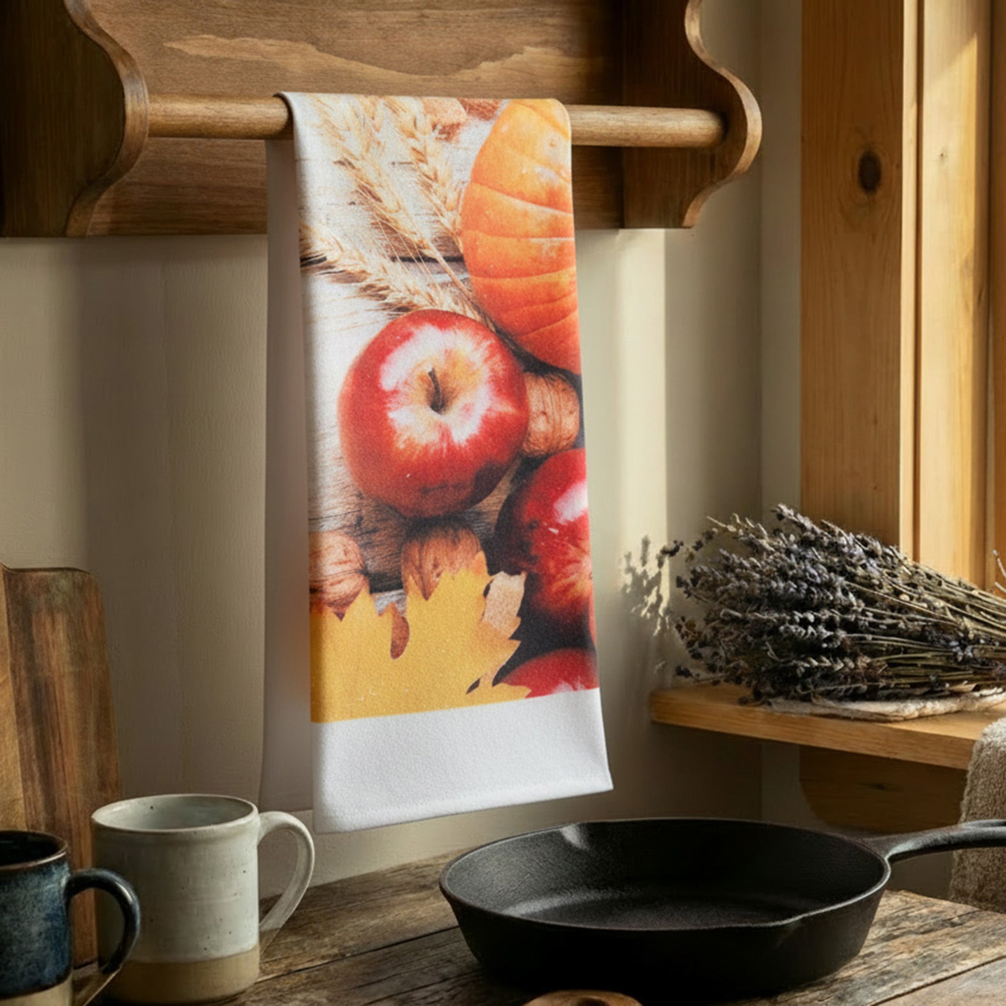 Hand Towel Pumpkin Apple, Fall Harvest, Kitchen Towel, Holiday Decor- Set of 6