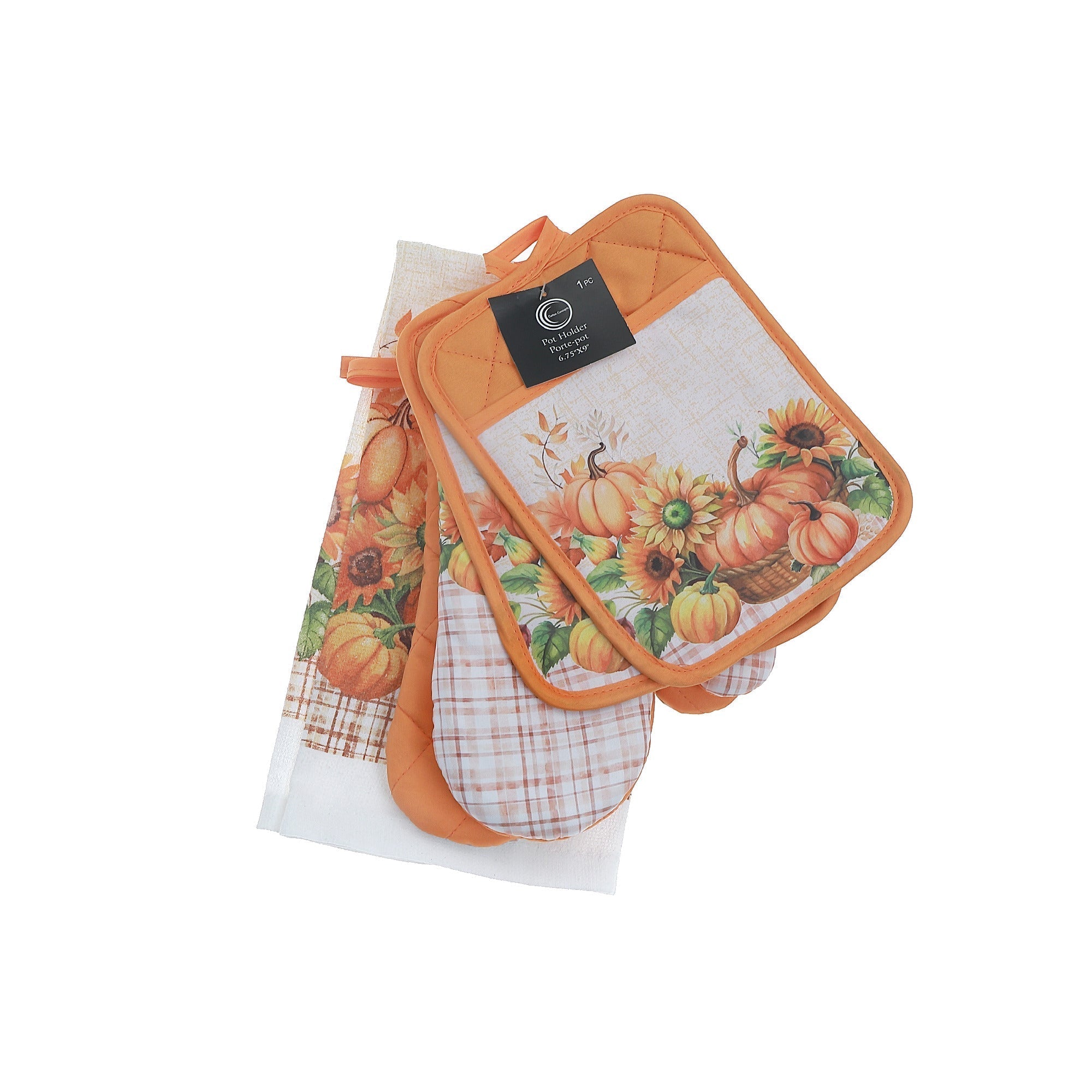 5-Piece Kitchen Set Pumpkin – Fall Kitchen Linen, Halloween Cooking & Baking Accessory, Autumn Table Decor