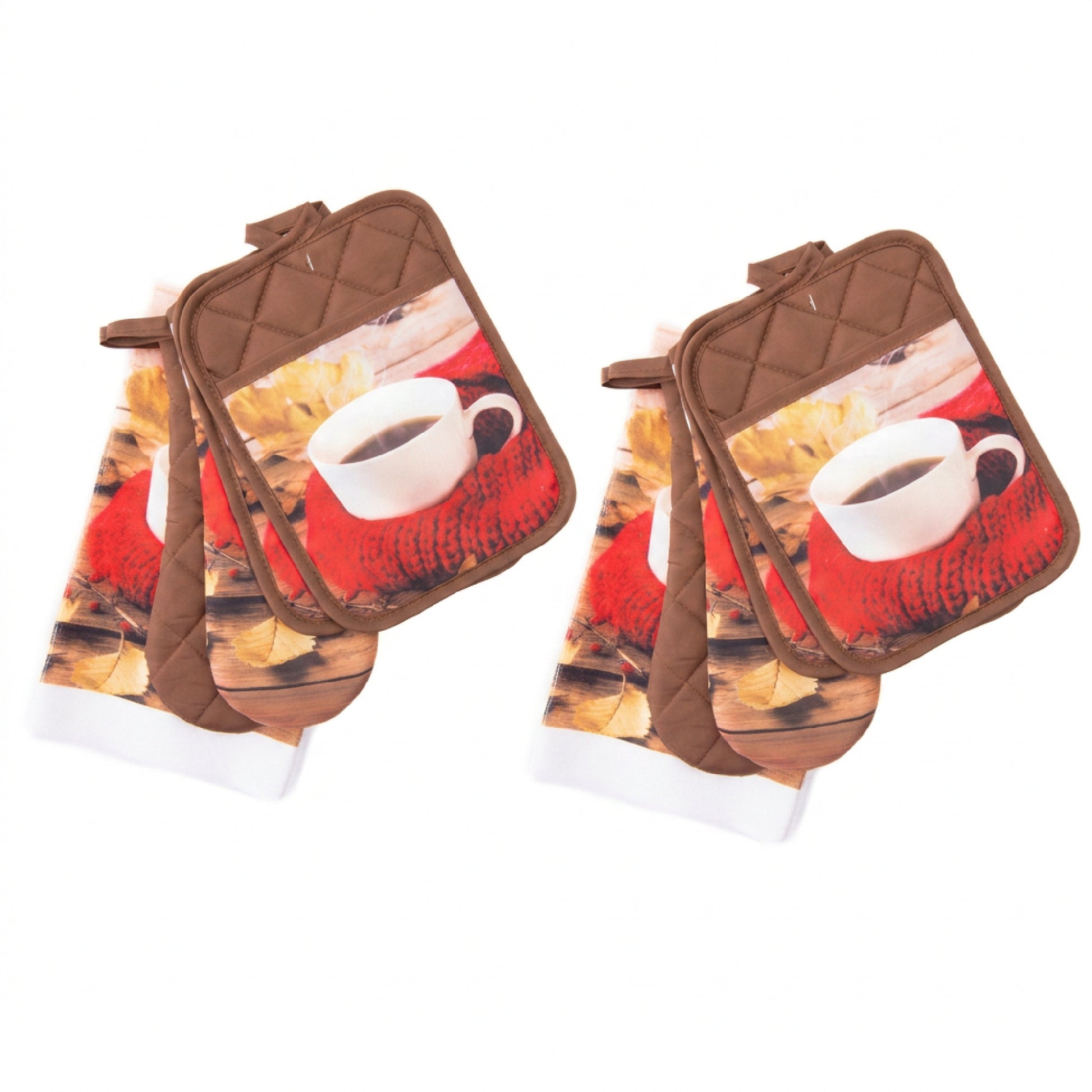 5 Piece Kitchen Set Cozy Coffee, Holiday Decor- Set of 2