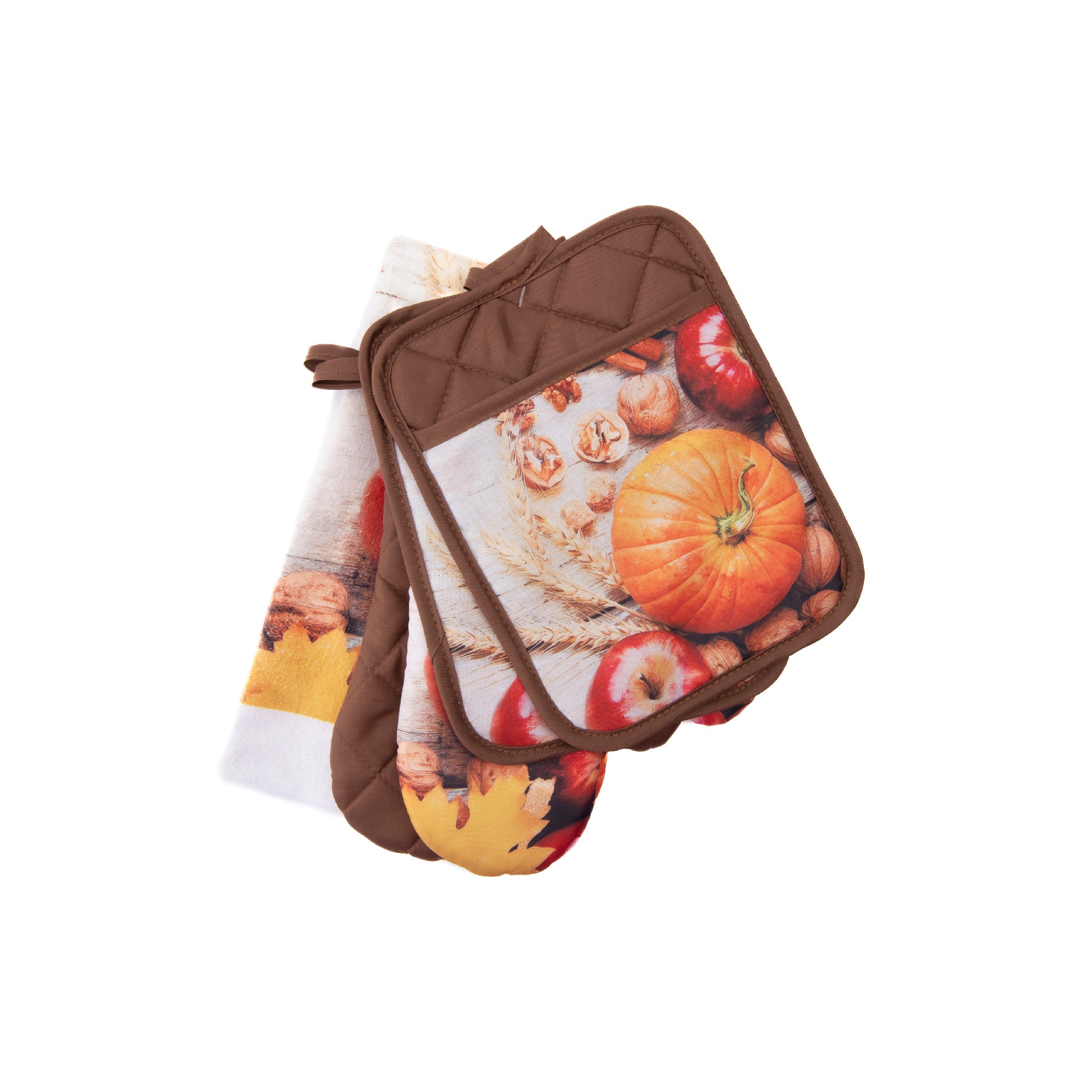 5 Piece Kitchen Set Pumpkin Apple, Fall Harvest, Holiday Decor- Set of 2