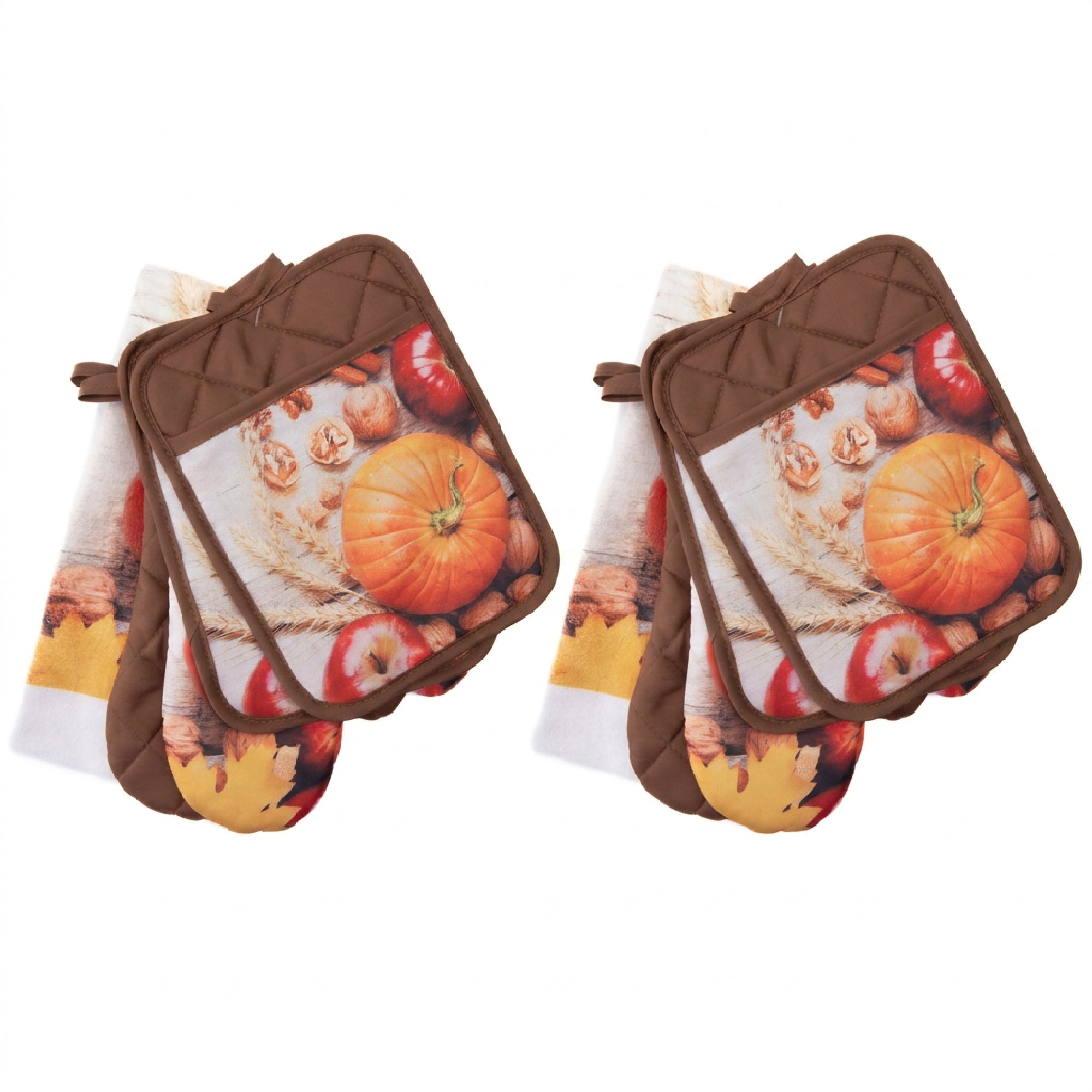 5 Piece Kitchen Set Pumpkin Apple, Fall Harvest, Holiday Decor- Set of 2