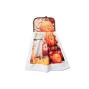Tie Hand Towel Pumpkin Apple, Fall Harvest, Kitchen Towel, Holiday Decor- Set of 2