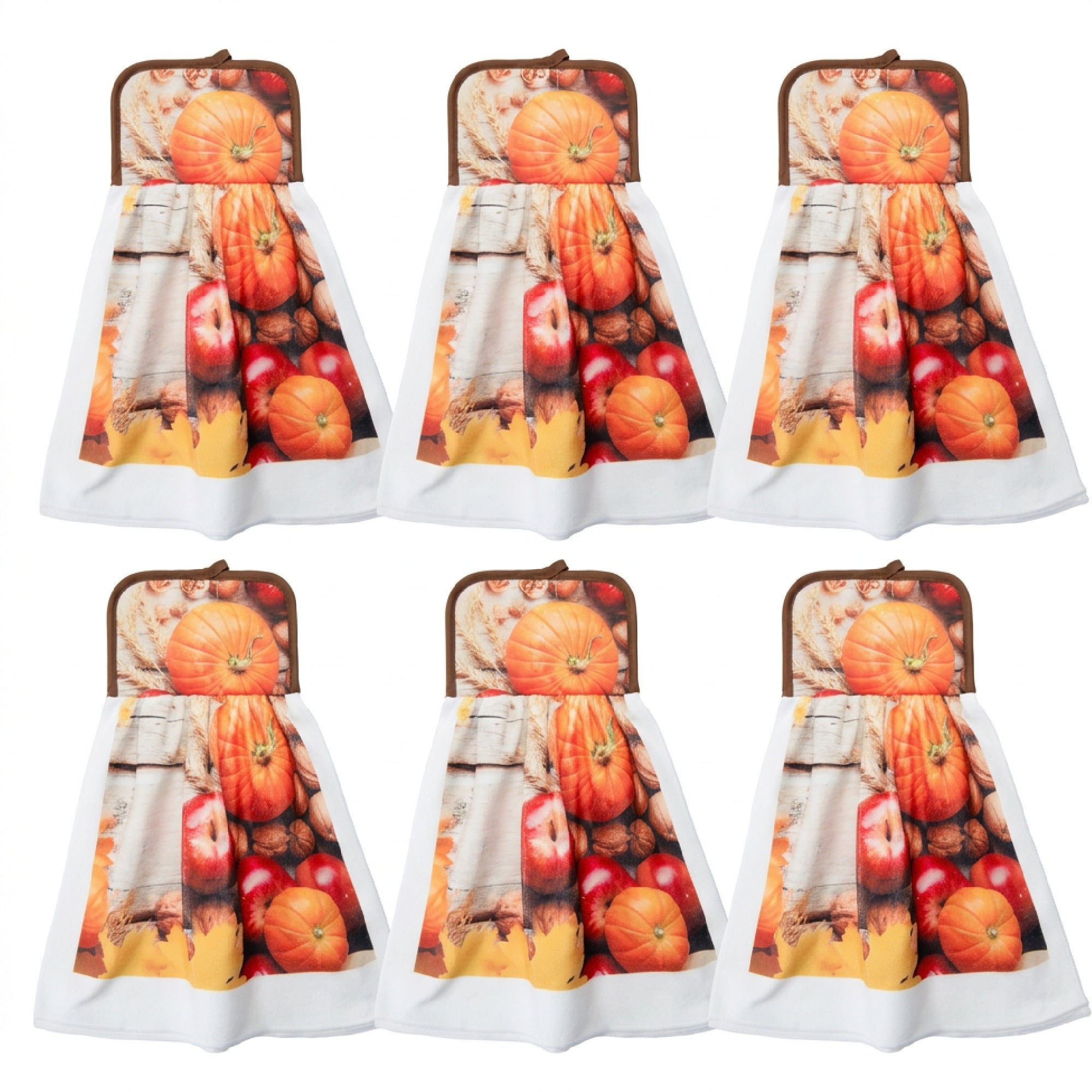 Tie Hand Towel Pumpkin Apple, Fall Harvest, Kitchen Towel, Holiday Decor- Set of 2