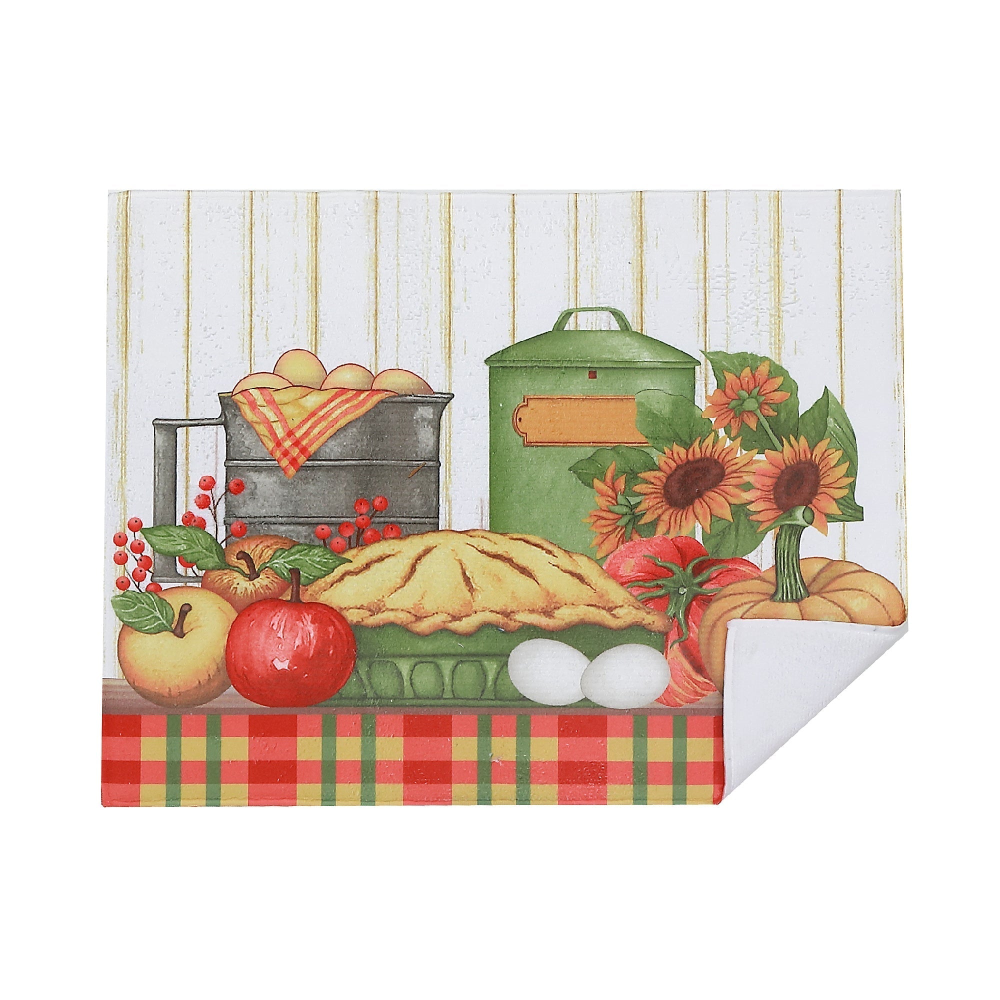 Pie Print Microfibre Drying Mat, Absorbent Dish Drying Mat, Kitchen Counter Drying Pad, Farmhouse Kitchen Decor - Set Of 2