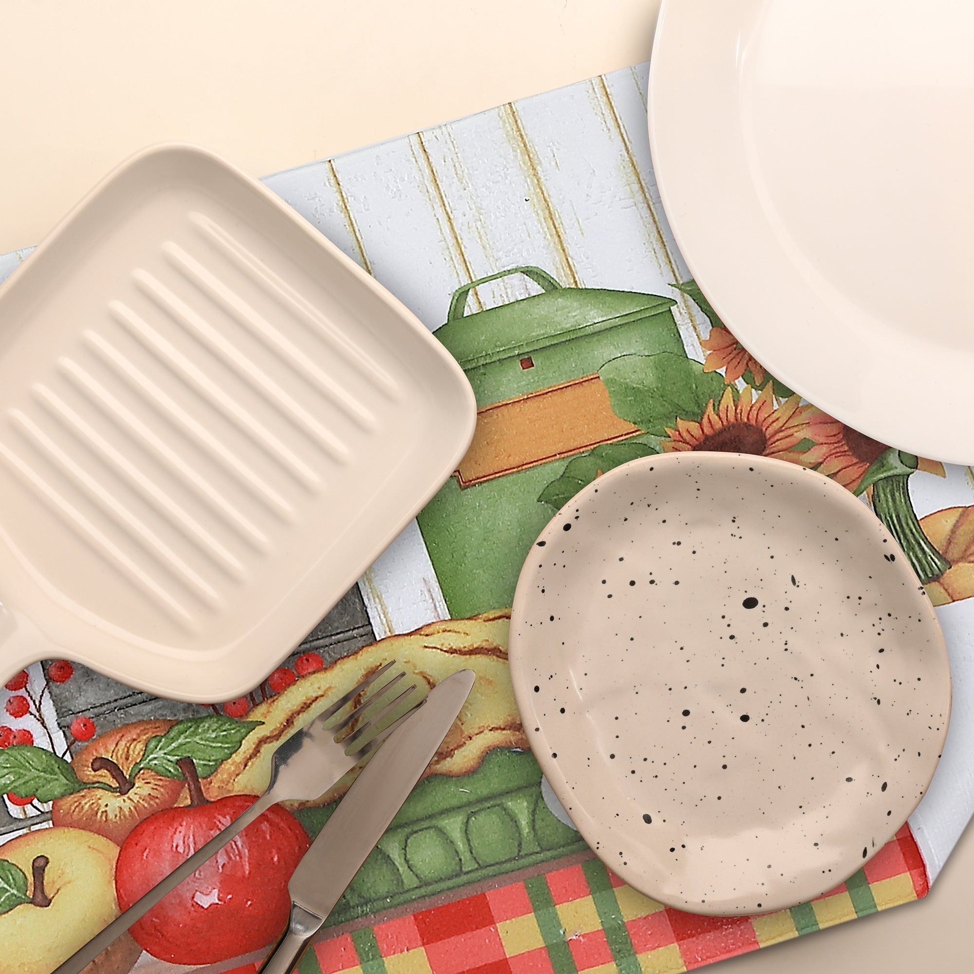 Pie Print Microfibre Drying Mat, Absorbent Dish Drying Mat, Kitchen Counter Drying Pad, Farmhouse Kitchen Decor - Set Of 2