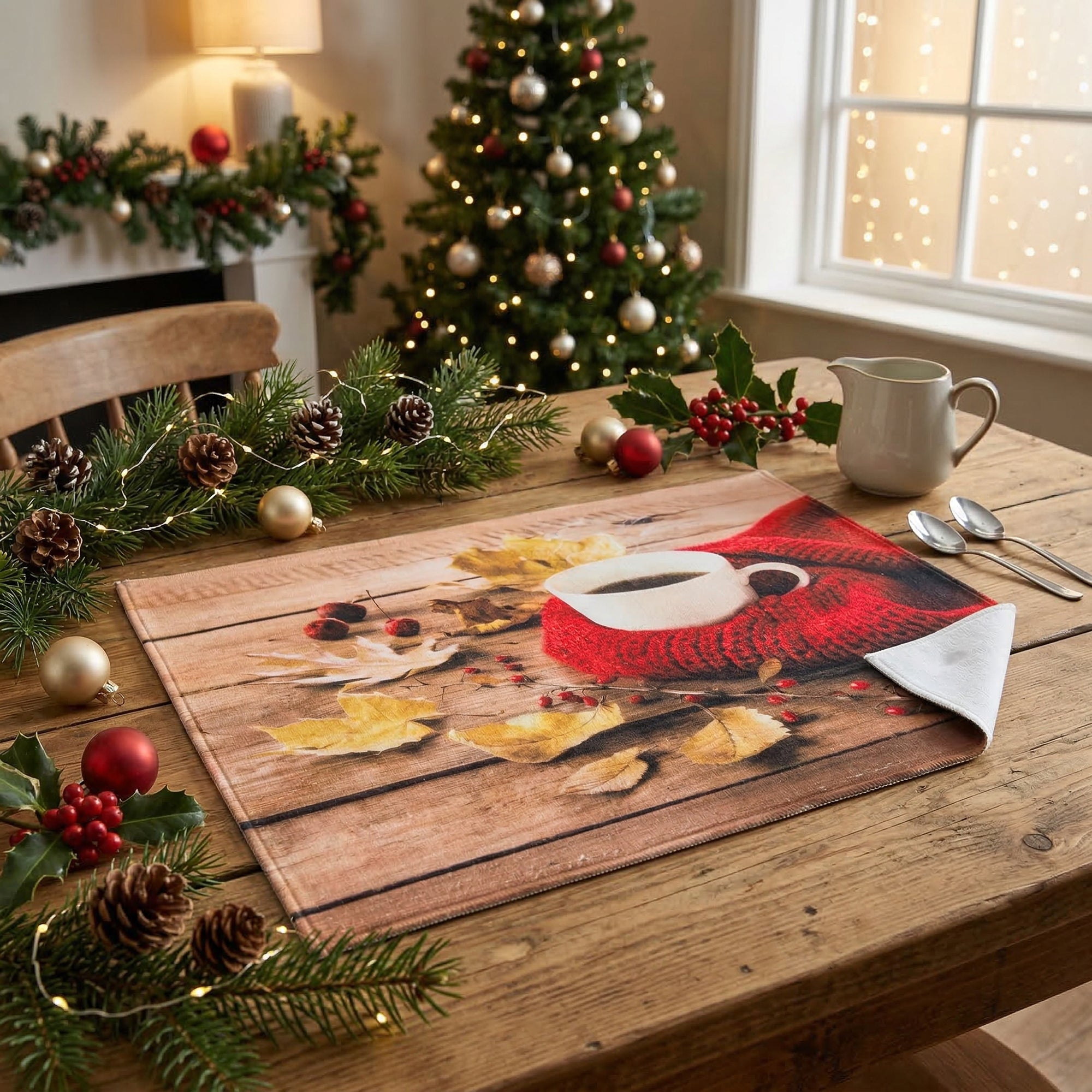 Microfiber Drying Mat Cozy Coffee, Kitchen Towel, Holiday Decor