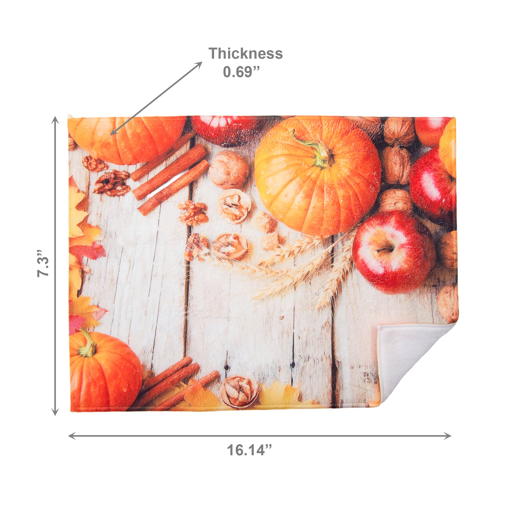 Microfiber Drying Mat Pumpkin Apple, Fall Harvest, Kitchen Towel, Holiday Decor- Set of 2