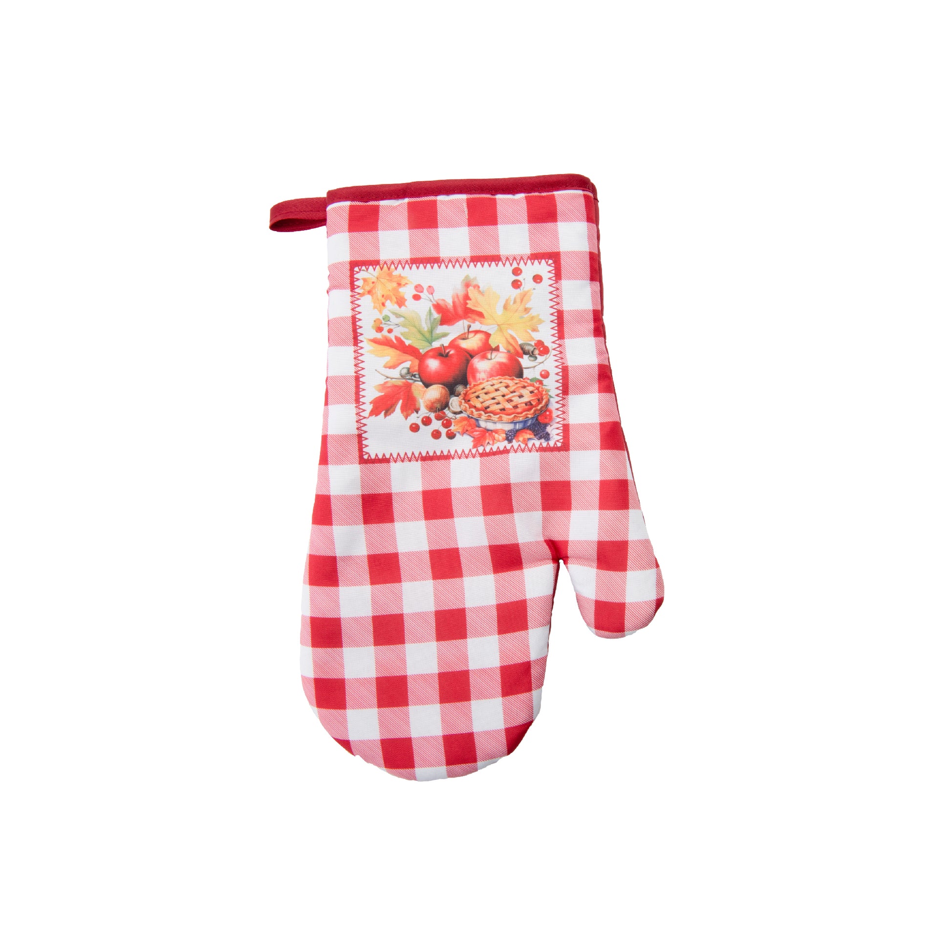 12" Oven Mitt Red Plaid Apple Pie, Oven Mitt, Holiday Decor- Set of 2