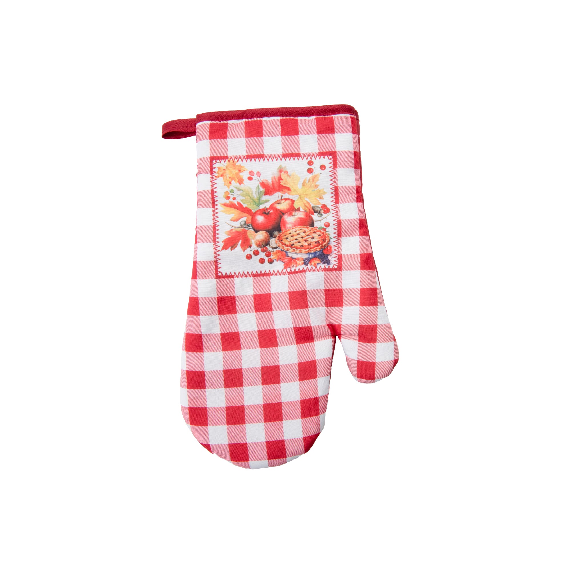 12" Oven Mitt Red Plaid Apple Pie, Oven Mitt, Holiday Decor- Set of 2