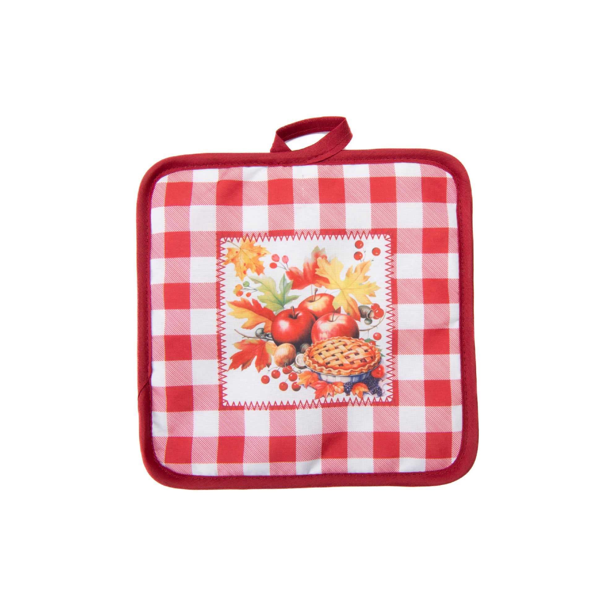 8" Pot Holder Red Plaid Apple Pie, Pot Holder, Holiday Decor- Set of 6