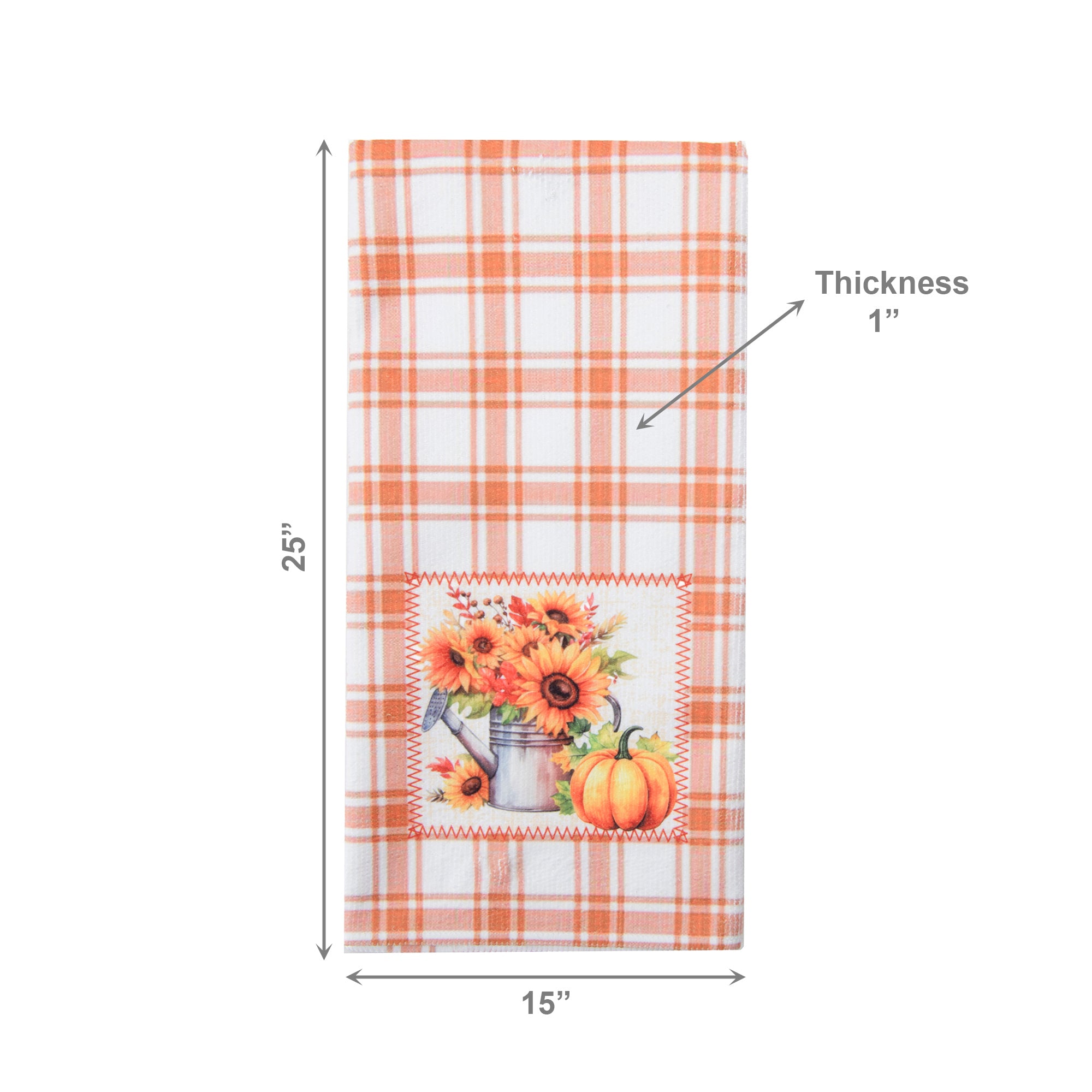 Microfiber Kitchen Towel Orange Plaid Sunflower & Pumpkin, Fall Harvest, Kitchen Towel, Holiday Decor- Set of 6