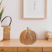 Yellow Polyester Pumpkin Decoration, Fall Harvest Decor, Thanksgiving Tabletop Decoration