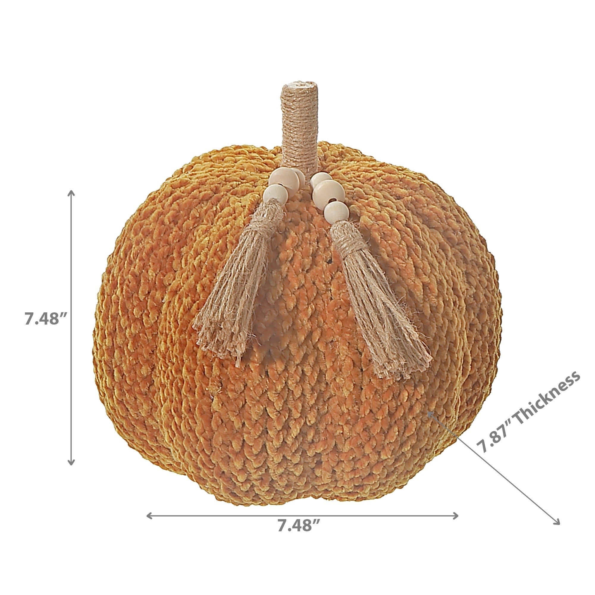Yellow Polyester Pumpkin Decoration, Fall Harvest Decor, Thanksgiving Tabletop Decoration