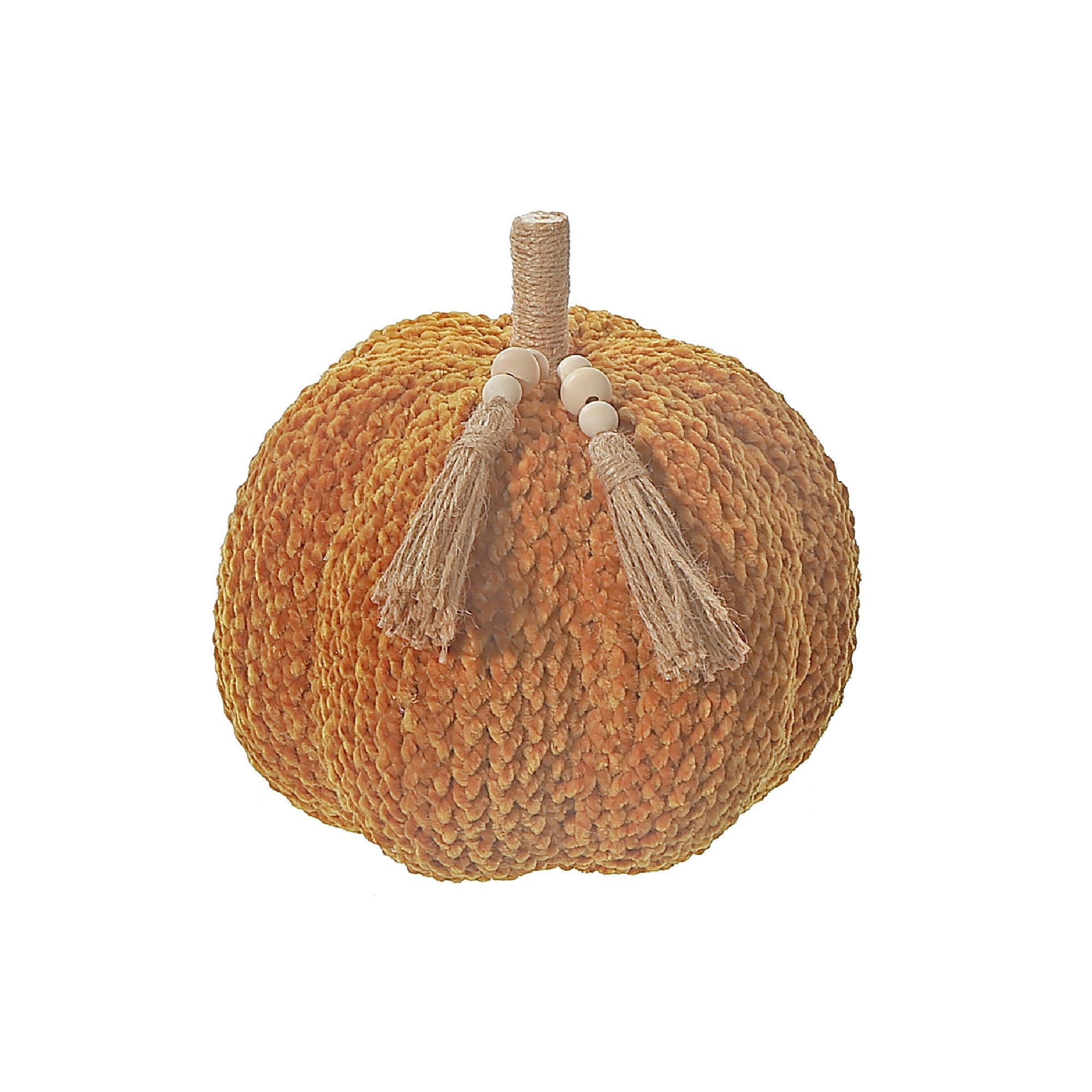 Yellow Polyester Pumpkin Decoration, Fall Harvest Decor, Thanksgiving Tabletop Decoration