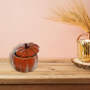 Porcelain Pumpkin Trinket Jar Orange – Halloween & Fall Home Décor, Autumn Storage Jar, Holiday Decoration