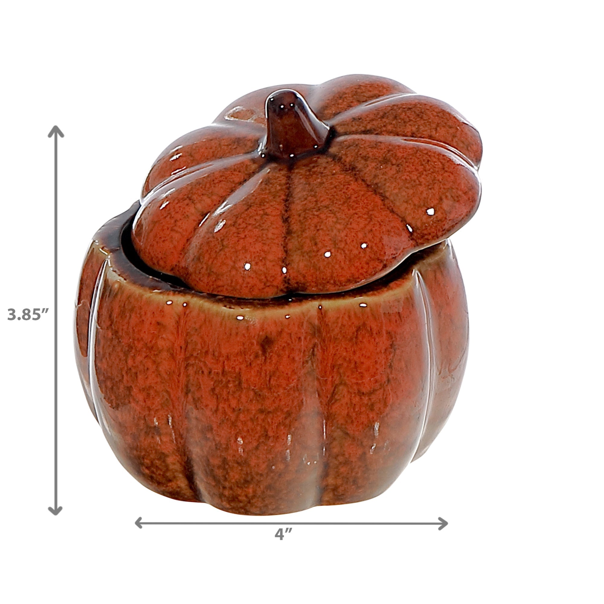 Porcelain Pumpkin Trinket Jar Orange – Halloween & Fall Home Décor, Autumn Storage Jar, Holiday Decoration