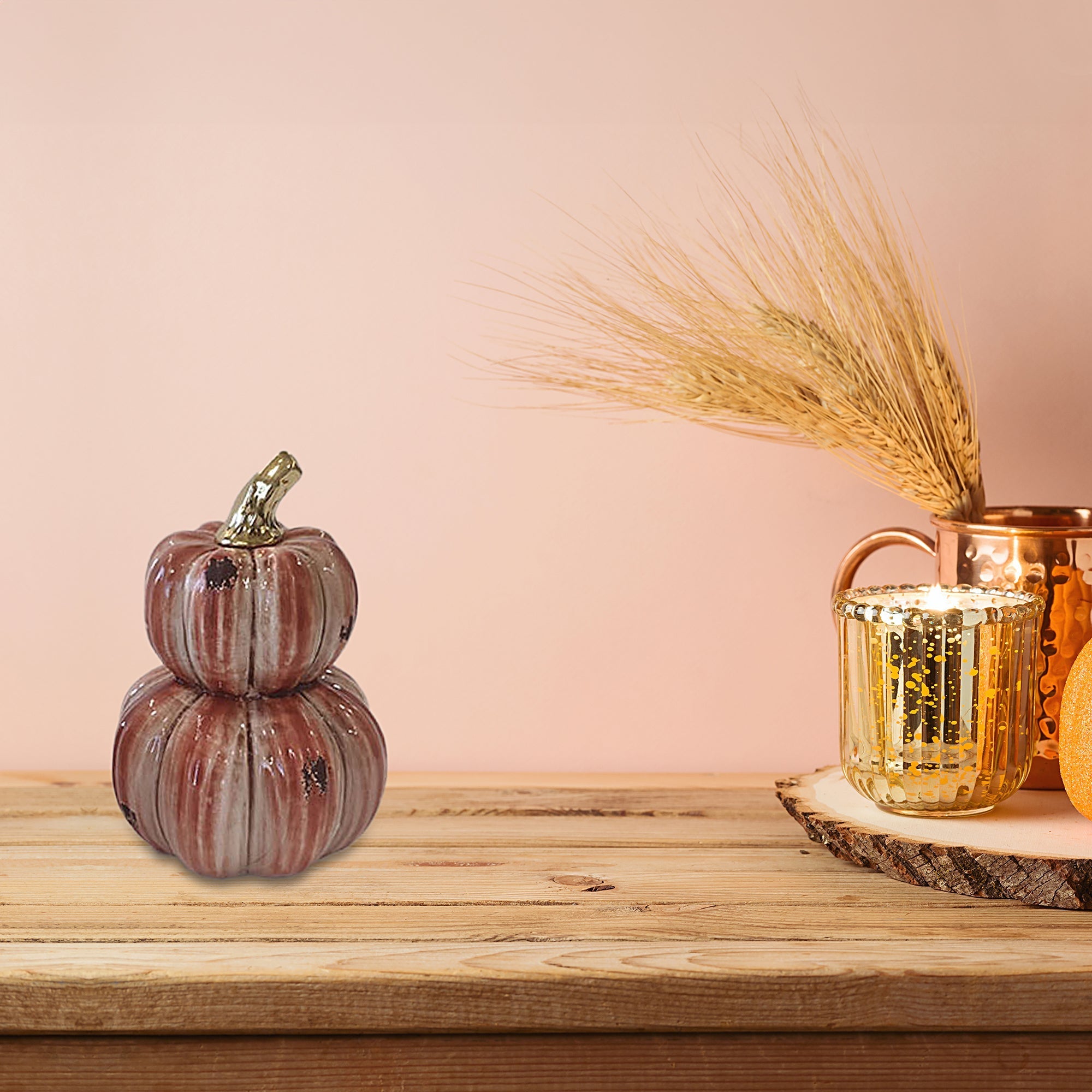 Porcelain Stacking Pumpkin Decor Red – Fall/Autumn Tabletop Decoration, Rustic Seasonal Accent, Thanksgiving Home Decor