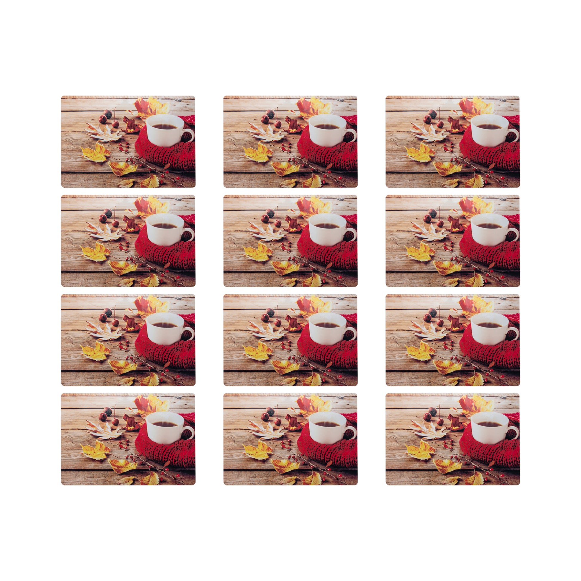 Plastic Placemat Cozy Coffee, Placemat, Holiday Decor- Set of 12