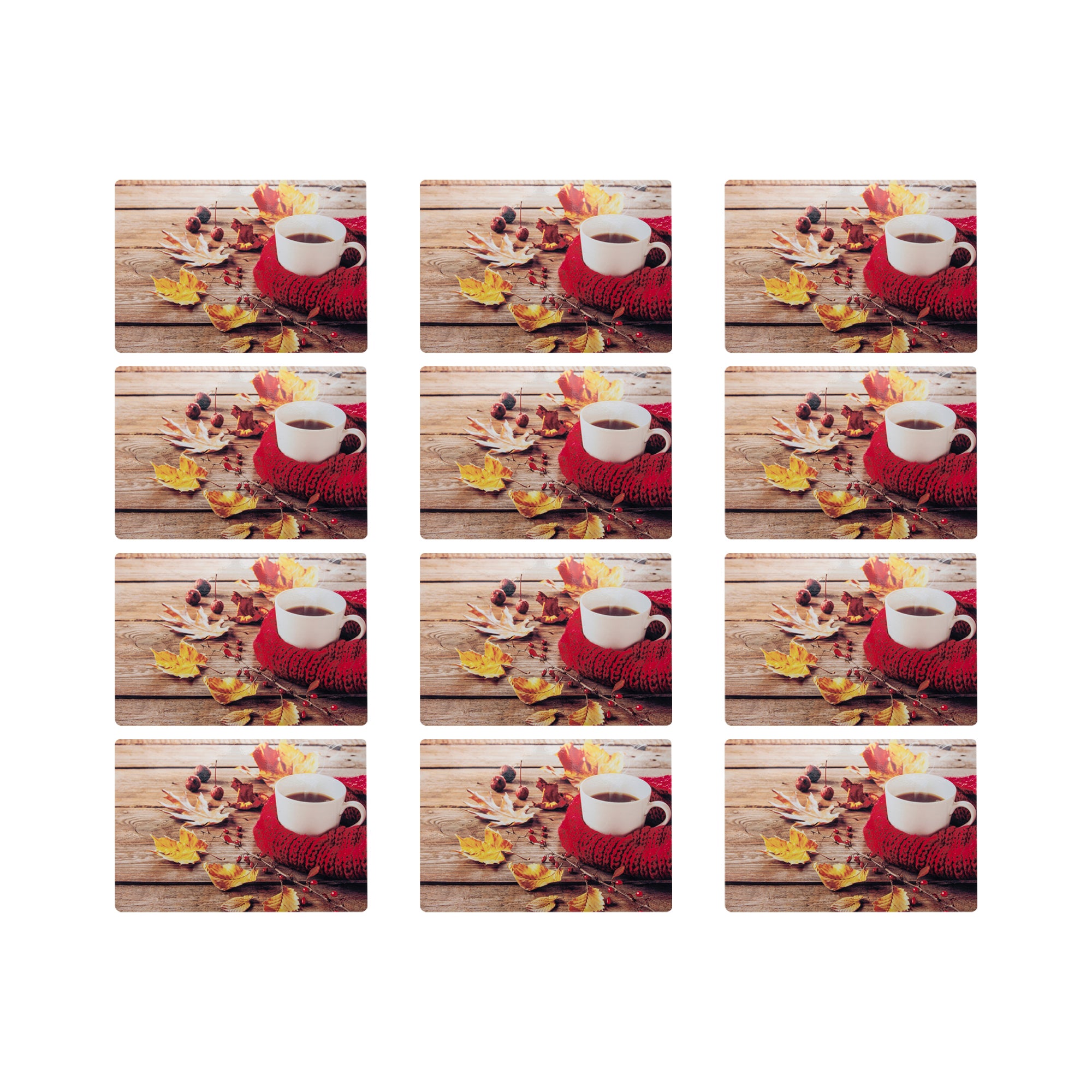 Plastic Placemat Cozy Coffee, Placemat, Holiday Decor- Set of 12