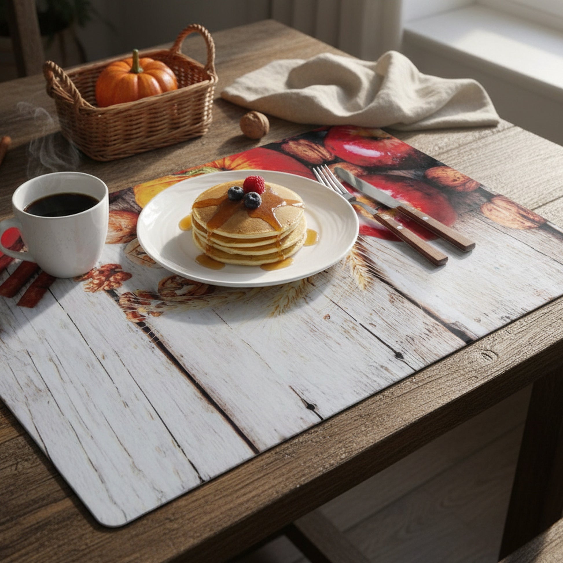 Plastic Placemat Pumpkin Apple, Fall Harvest, Placemat, Holiday Decor