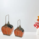 Pumpkin Metal Planter With Handle (Set Of 2)