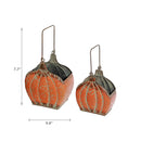 Pumpkin Metal Planter With Handle (Set Of 2)