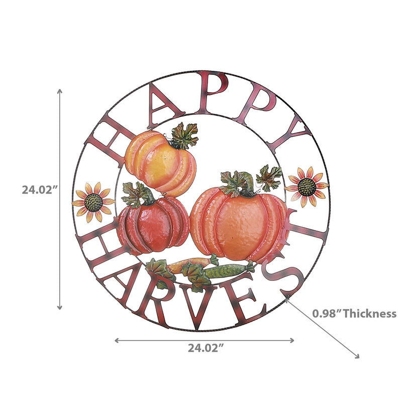 24" Pumpkin Wheel Wall Decor Happy Harvest