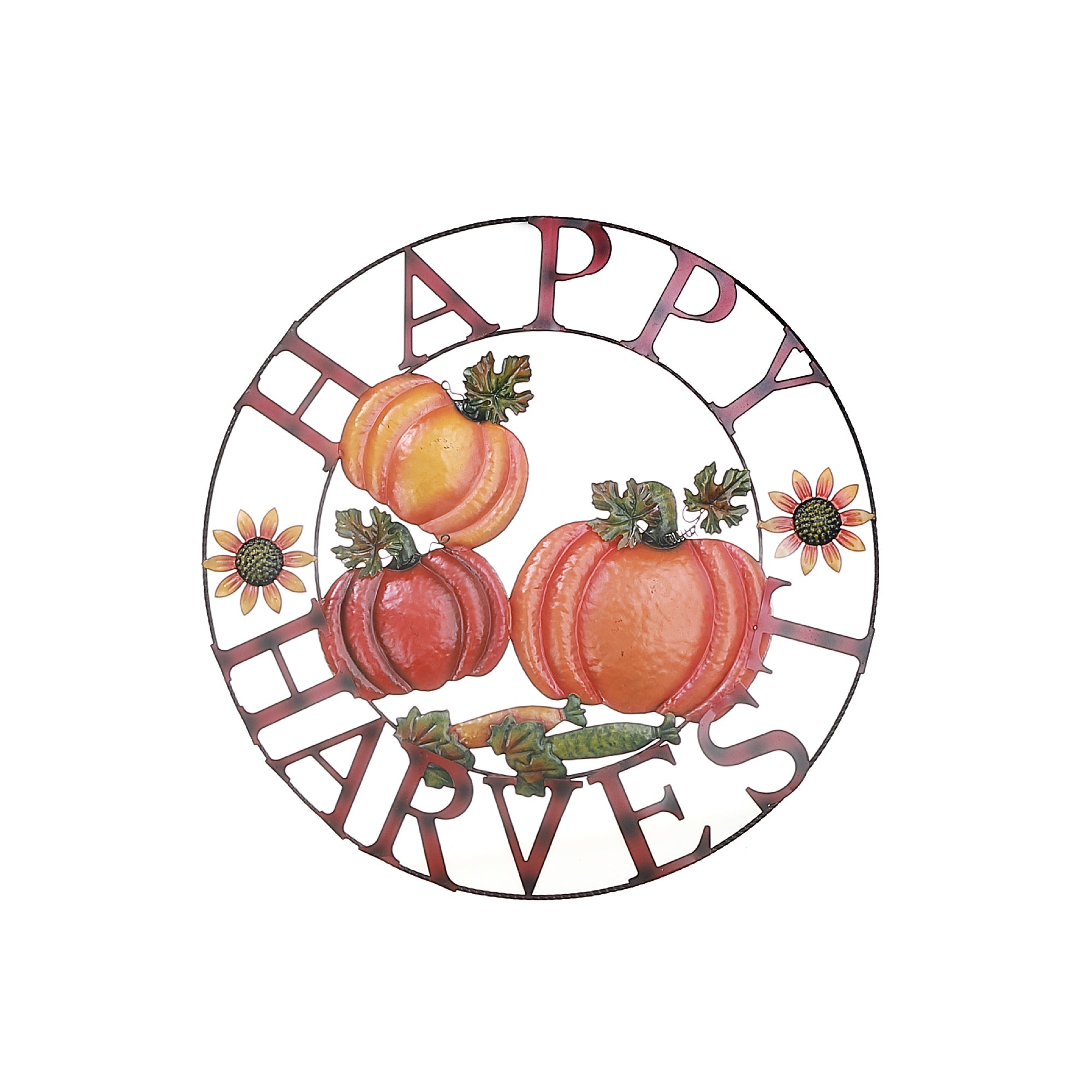 24" Pumpkin Wheel Wall Decor “Happy Harvest” – Fall & Holiday Decor