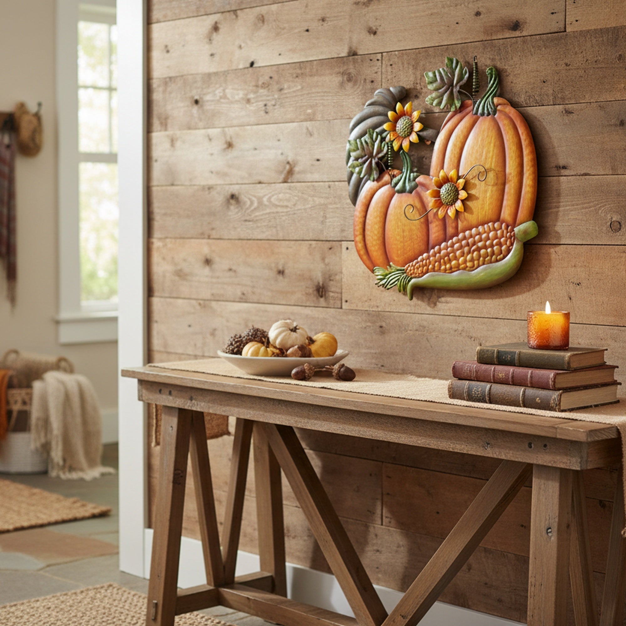 Metal Pumpkin Cornucopia Wall Decor, Fall Harvest, Wall Decor, Holiday Decor
