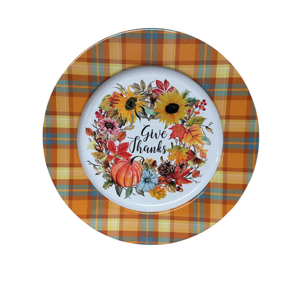 Printed Metal Charger Plate (Pumpkin Wreath With Border) (13") - Set of 6