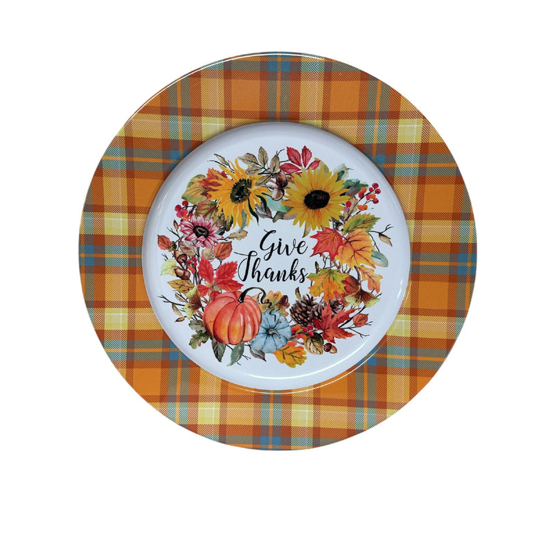 Printed Metal Charger Plate (Pumpkin Wreath With Border) (13") - Set of 6