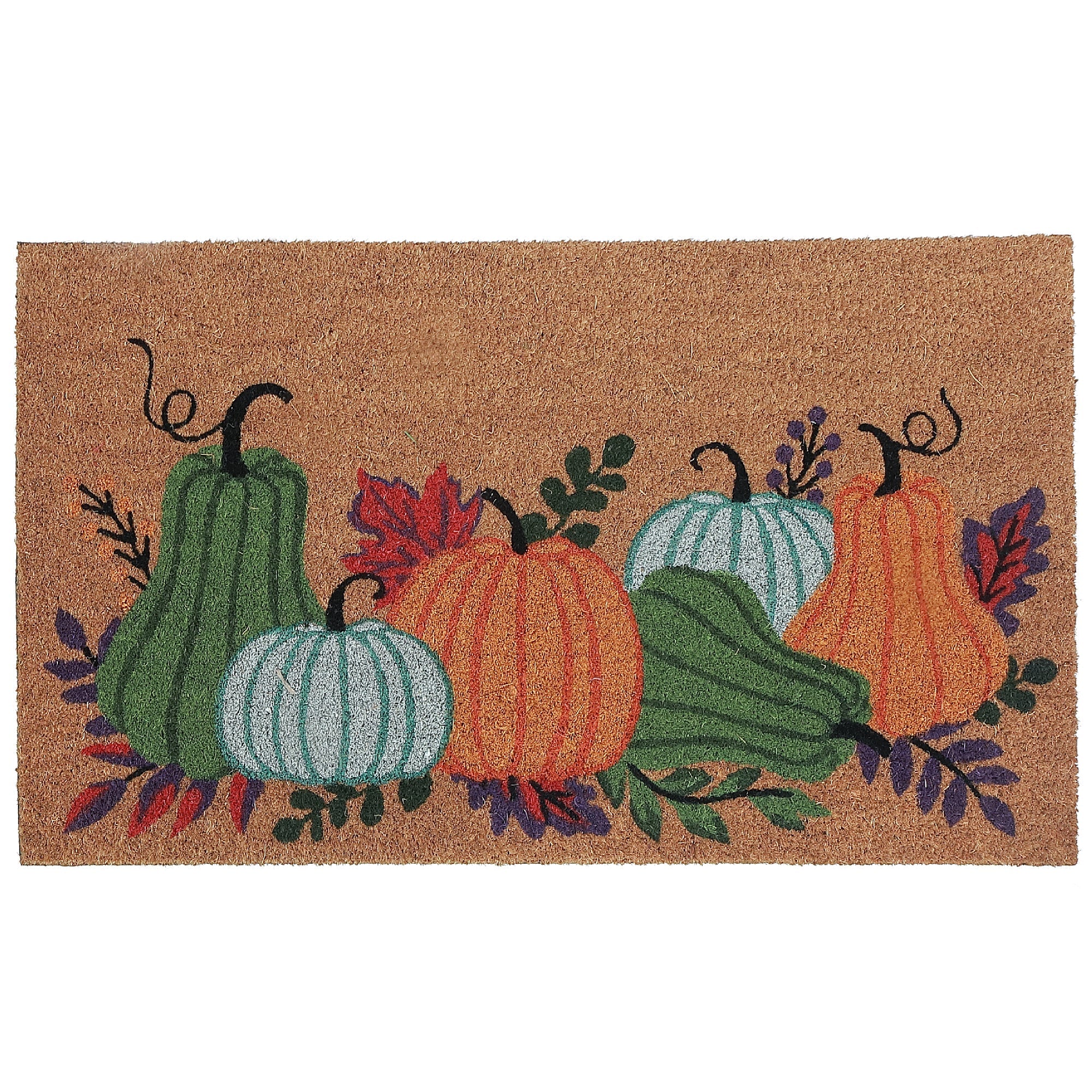 Coir Door Mat Pumpkins – Autumn & Halloween Entrance Mat, Festive Welcome Mat