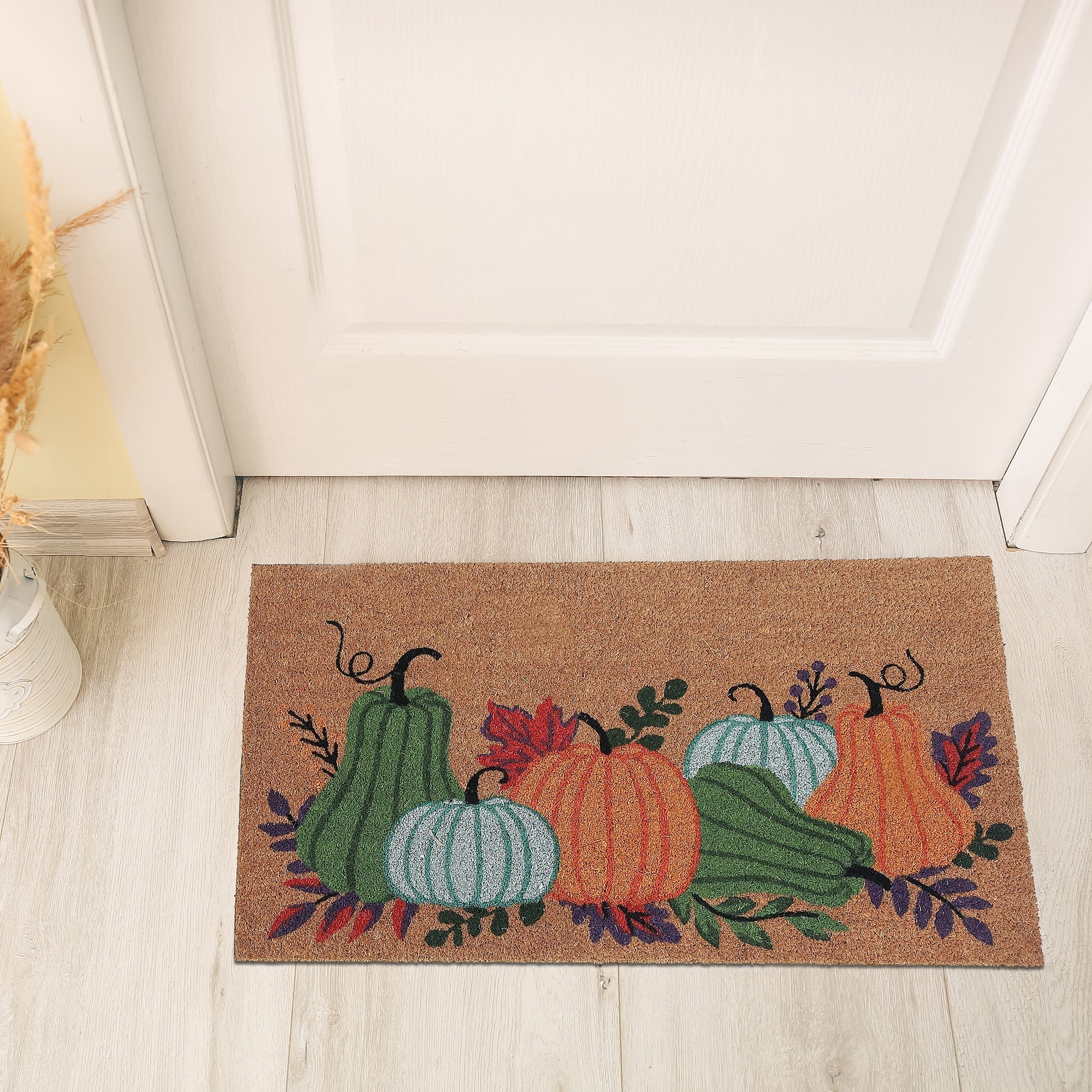 Coir Door Mat Pumpkins – Autumn & Halloween Entrance Mat, Festive Welcome Mat