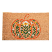 Coir Door Mat Pumpkin and Flowers, Fall Harvest, Door Mat, Holiday Decor