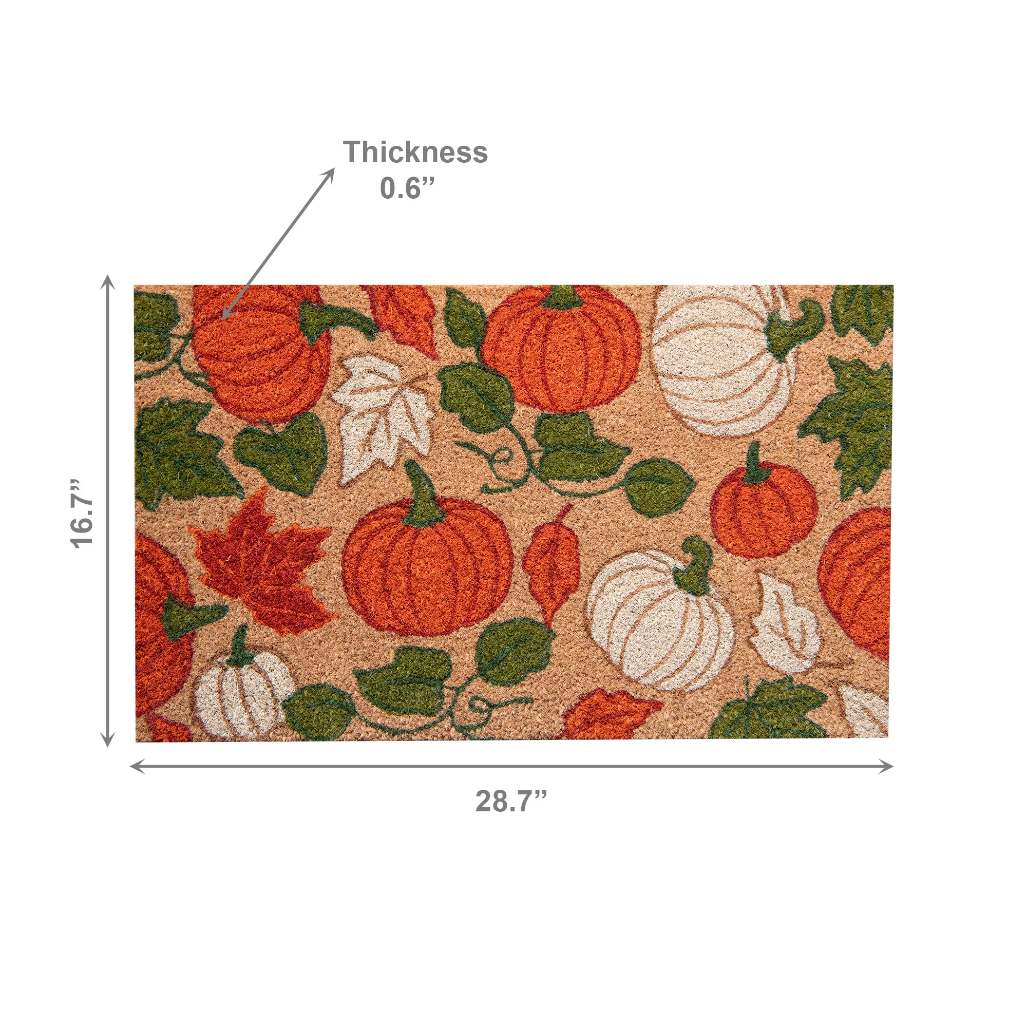 Coir Door Mat Pumpkins and Leaves, Door Mat, Holiday Decor