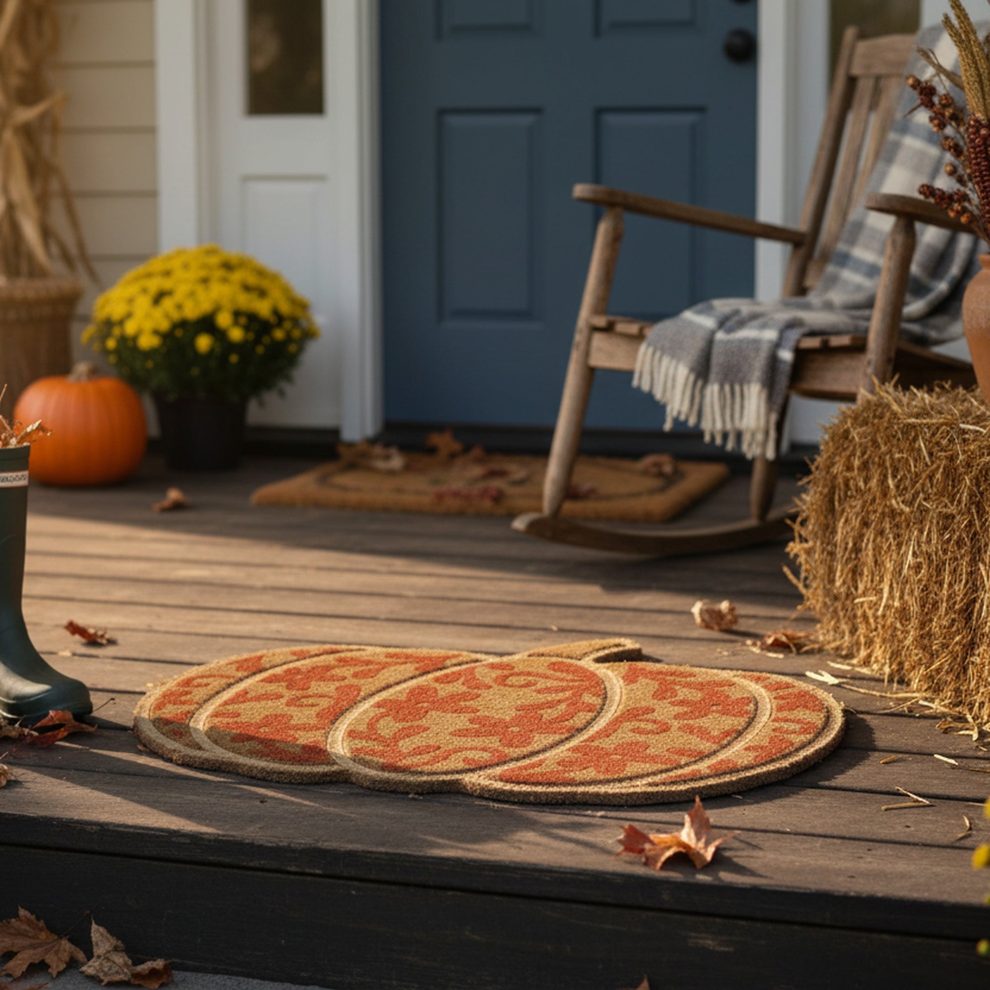 Shape Coir Door Mat Pumpkin, Fall Harvest, Door Mat, Holiday Decor