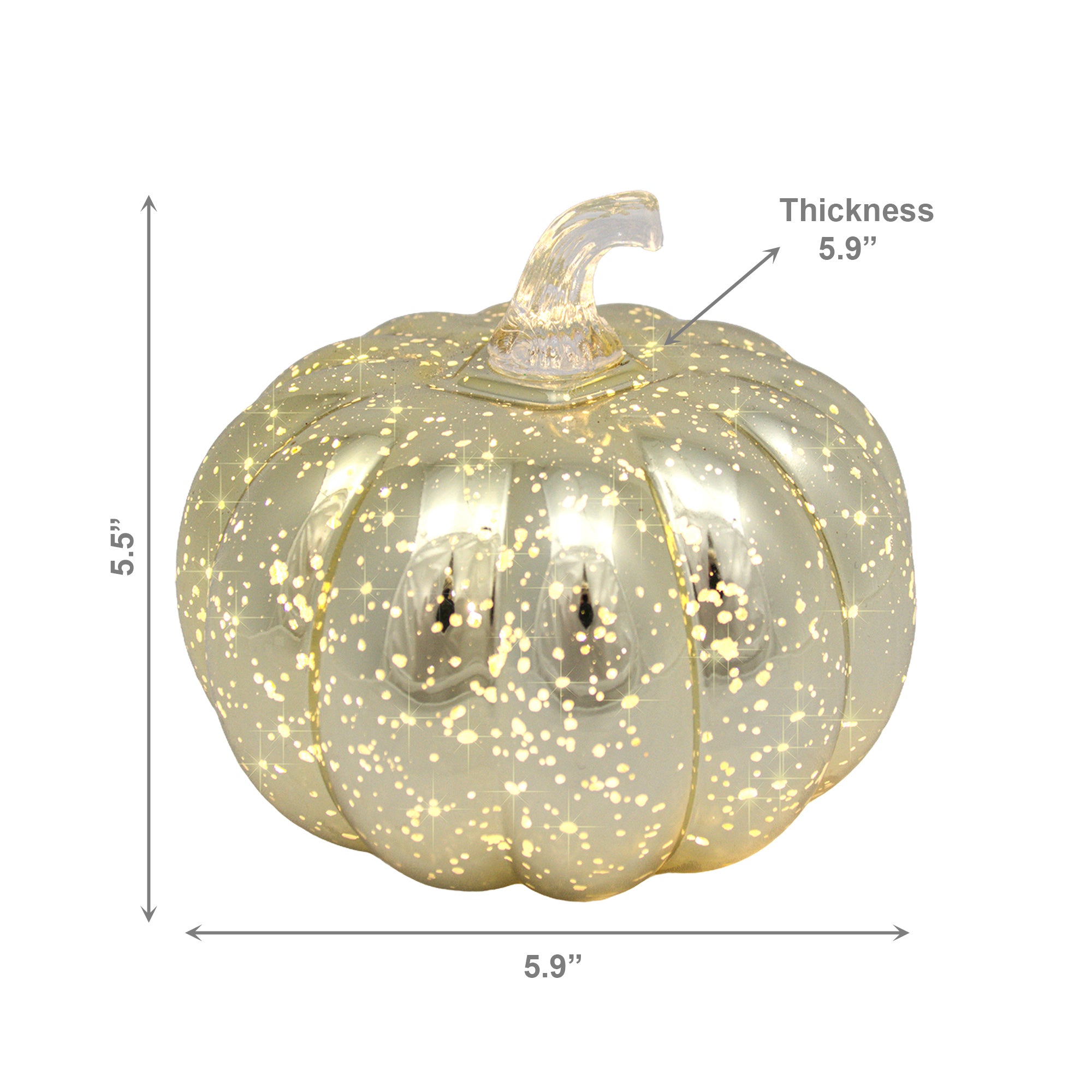 5.5" LED Glass Pumpkin Decor Silver, Fall Harvest, Holiday Decor