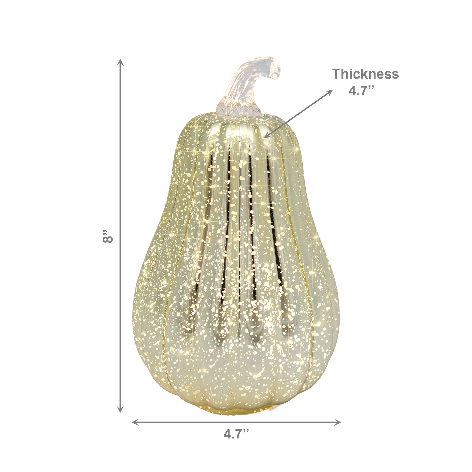8" LED Glass Squash Decor Silver, Holiday Decor
