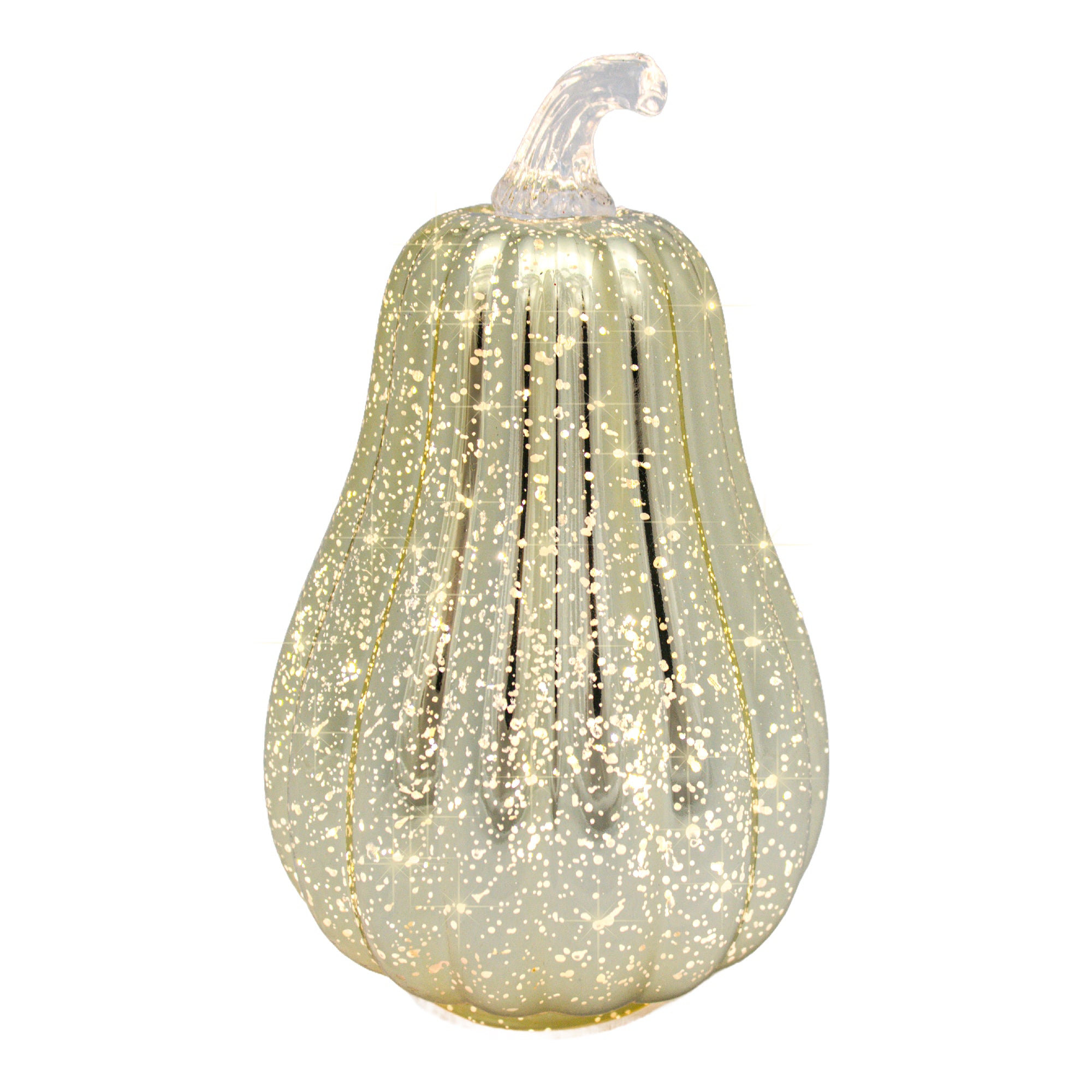 8" LED Glass Squash Decor Silver, Holiday Decor