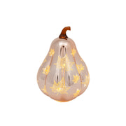 8.9" LED Glass Squash with Maple Leaves Bronze, Fall Harvest, Holiday Decor